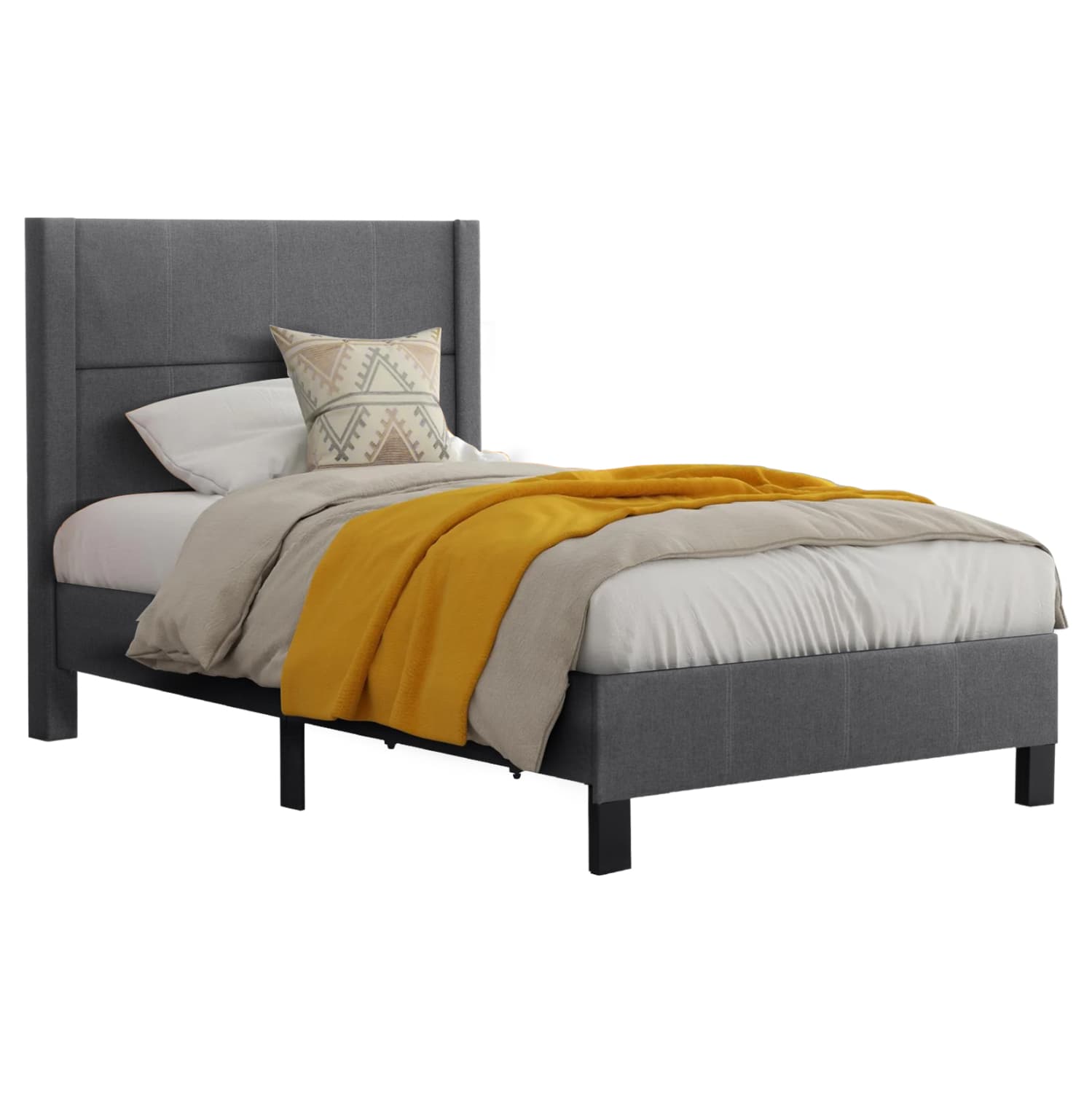 BED TRILLOP GREY FABRIC--FOR SINGLE SIZE MATTRESS 120X200cm