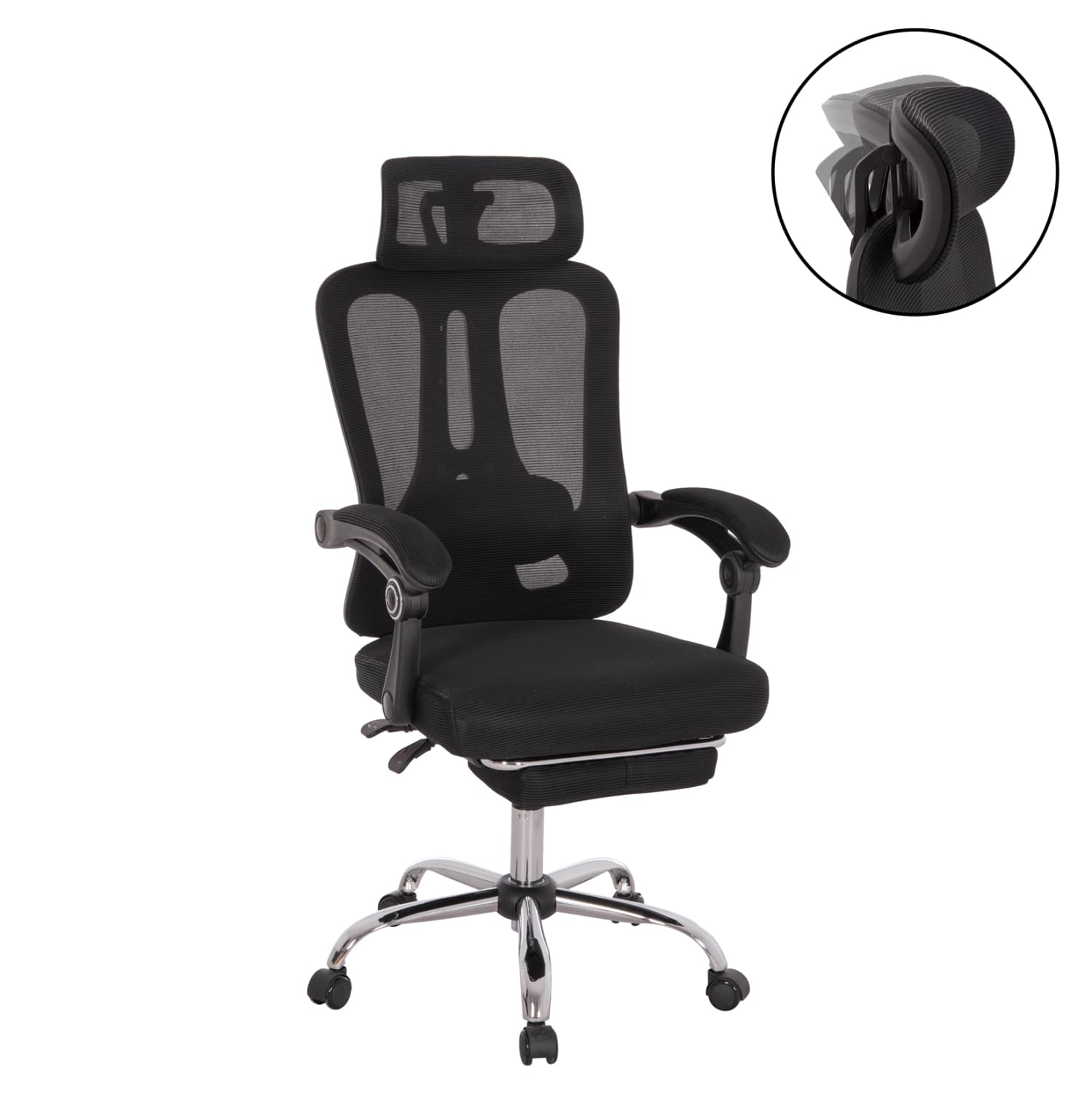OFFICE CHAIR BARNET BLACK MESH-BLACK FRAME NYLON 61x62x123Hcm.