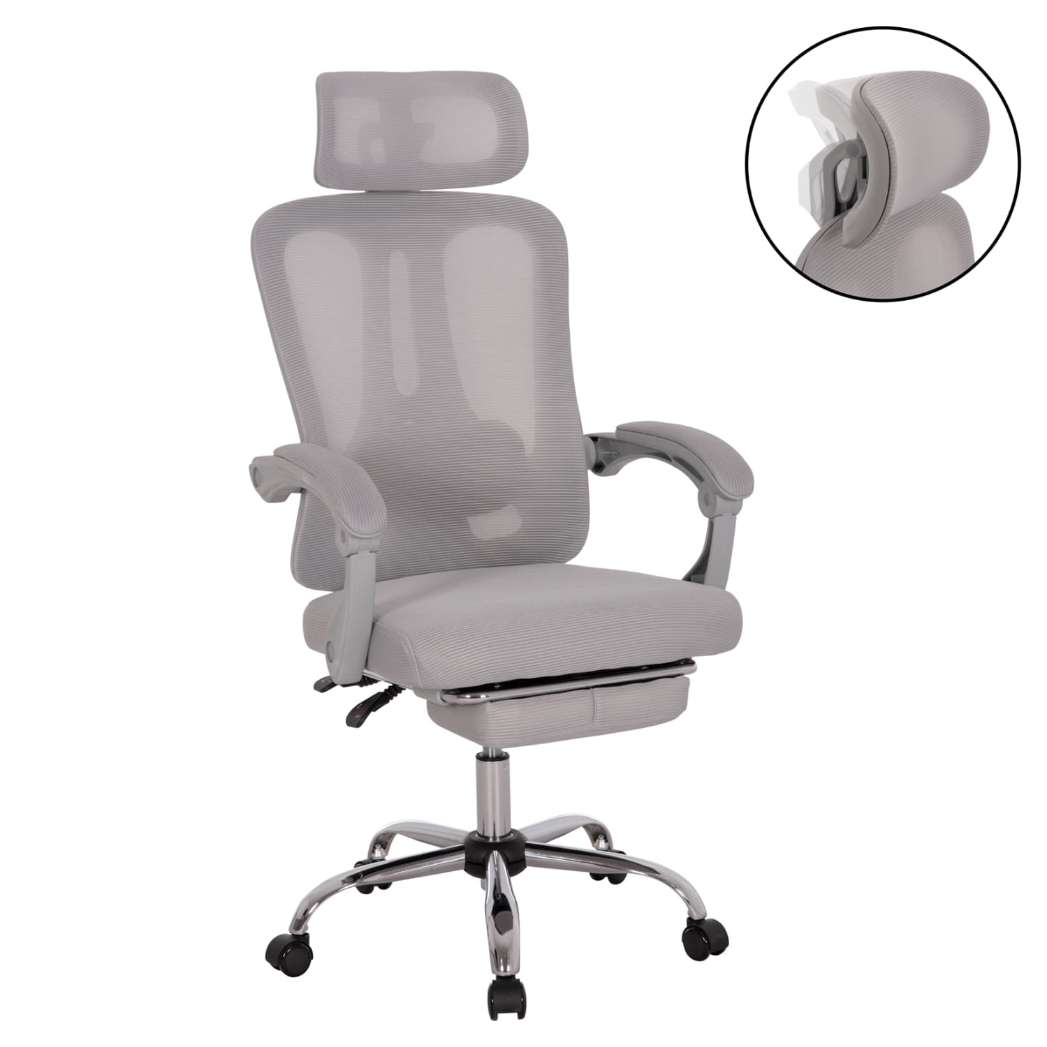 OFFICE CHAIR BARNET GREY MESH-GREY FRAME NYLON 61x62x123Hcm.