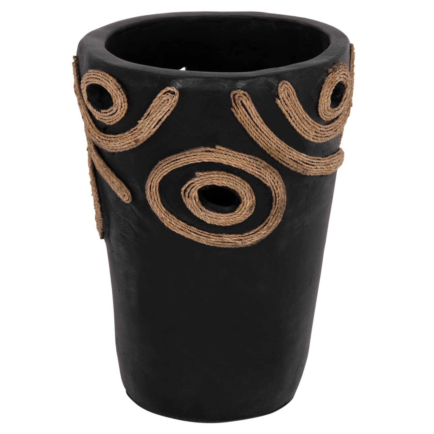 TABLE DECORATIVE VASE DEAN TERRACOTA IN BLACK--Φ19x25Hcm.