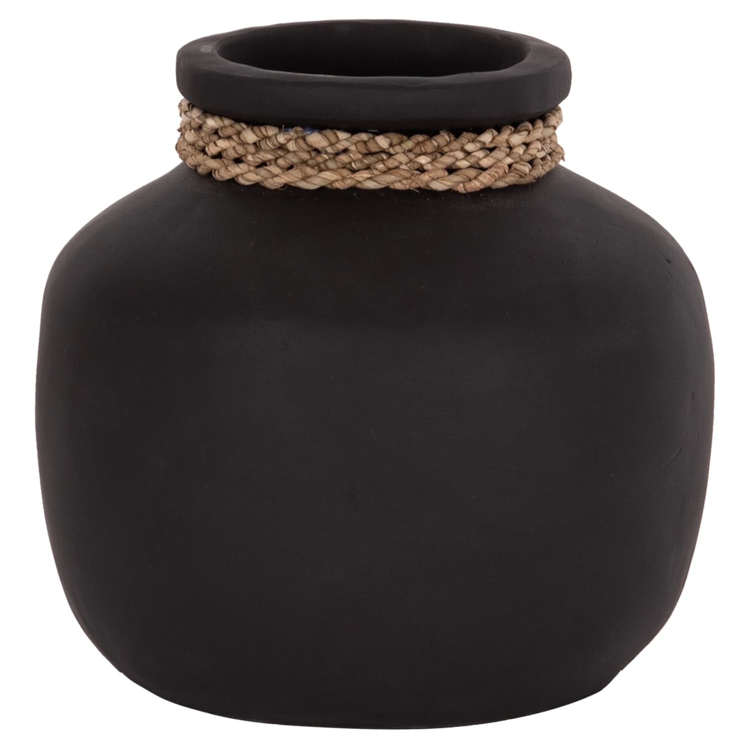 TABLE DECORATIVE VASE CAMMER TERRACOTA IN BLACK--Φ22x20Hcm.