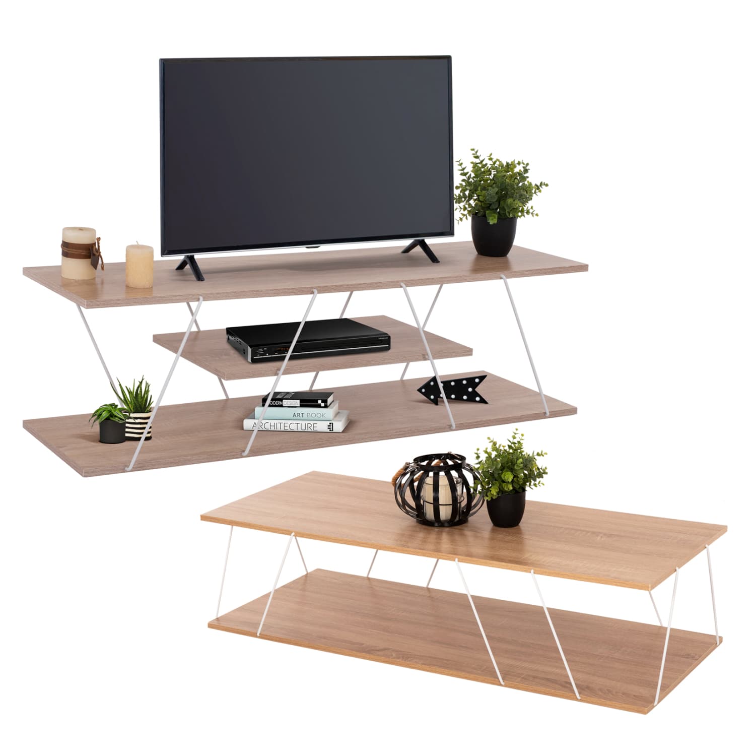 LIVING ROOM COMPOSITION 2PCS TARS MELAMINE/METAL IN SONAMA-WHITE