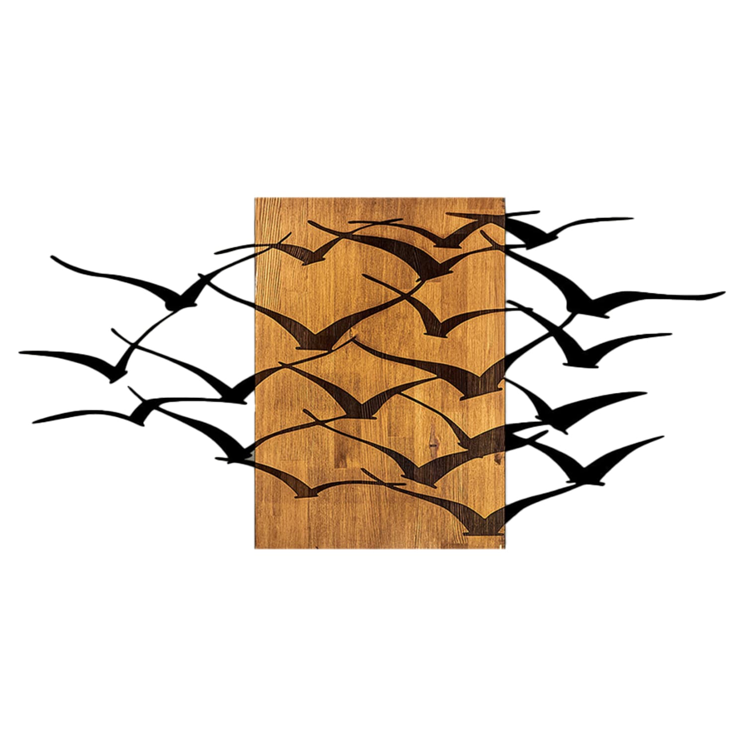 ЅИДНА ДЕКОРАЦИЈА LARGE BIRDS МЕТАЛ ВО ЦРНА БОЈА-ДРВО 140x3(дебелина)x70Hcm.