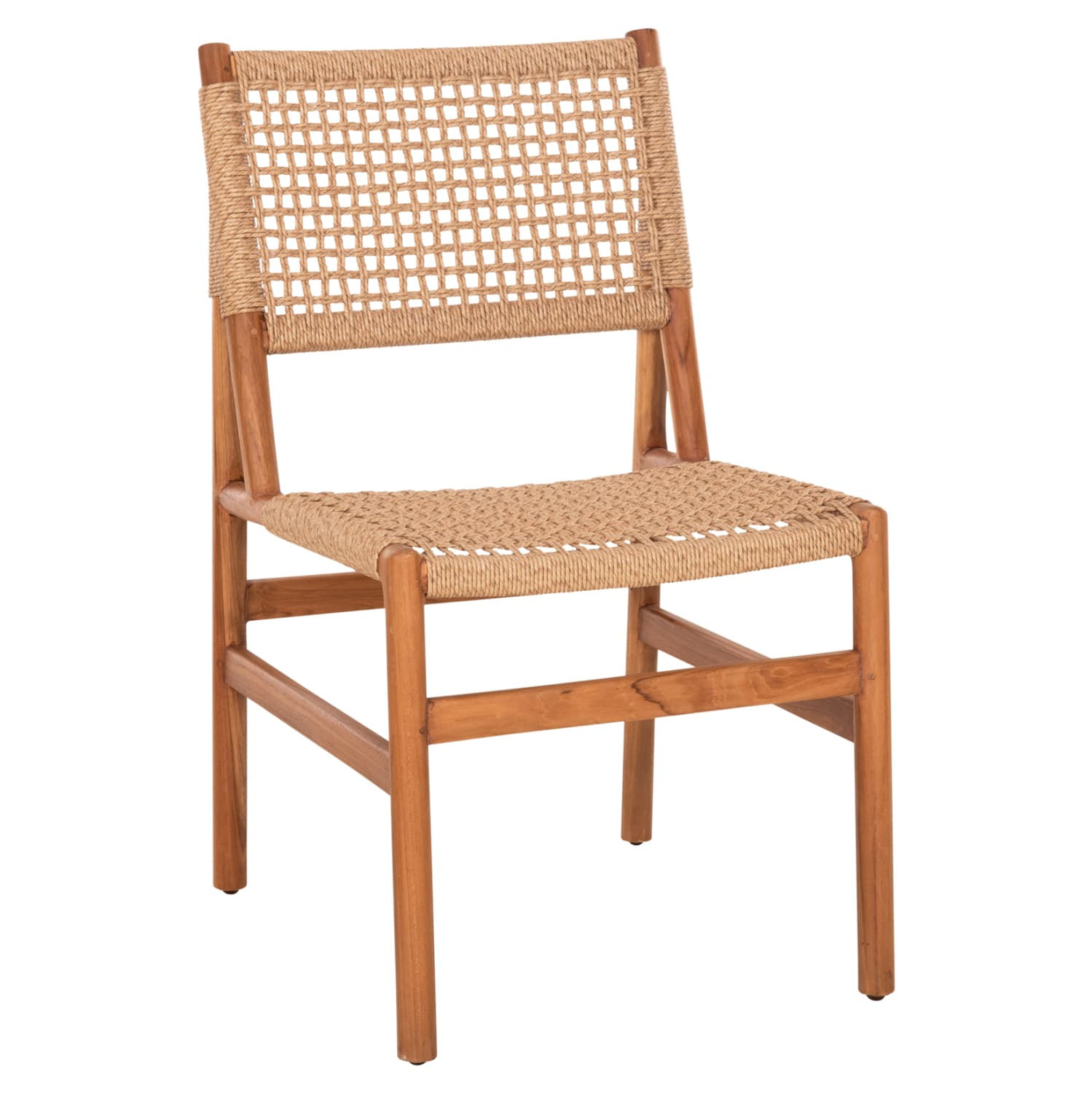 ТРПЕЗАРИСКИ СТОЛ DINIZ ДРВО TEAK ВО ПРИРОДНА БОЈА--СИНТЕТИЧКО ЈАЖЕ 48x60x84Hcm