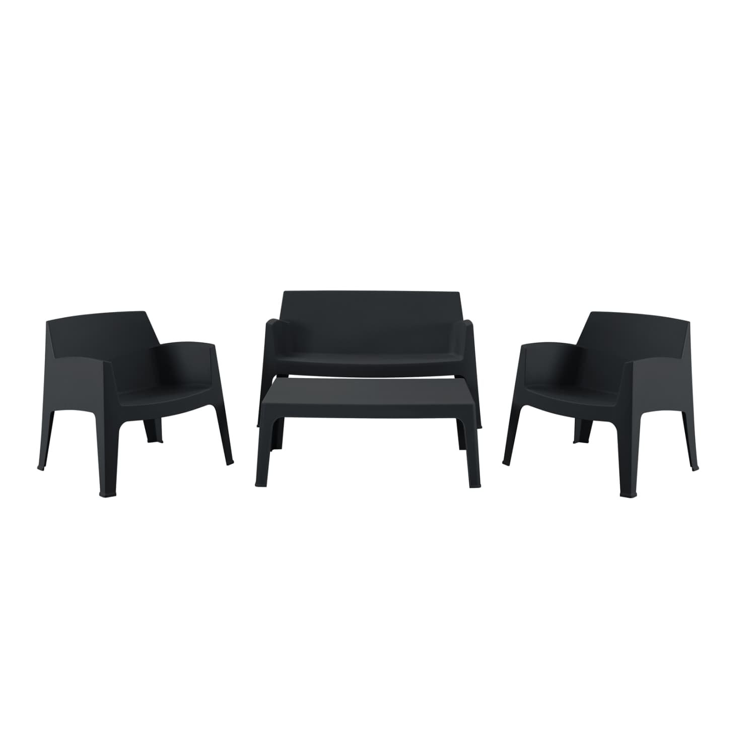 LOUNGE SET 4PCS SLEEK BLACK POLYPROPYLENE