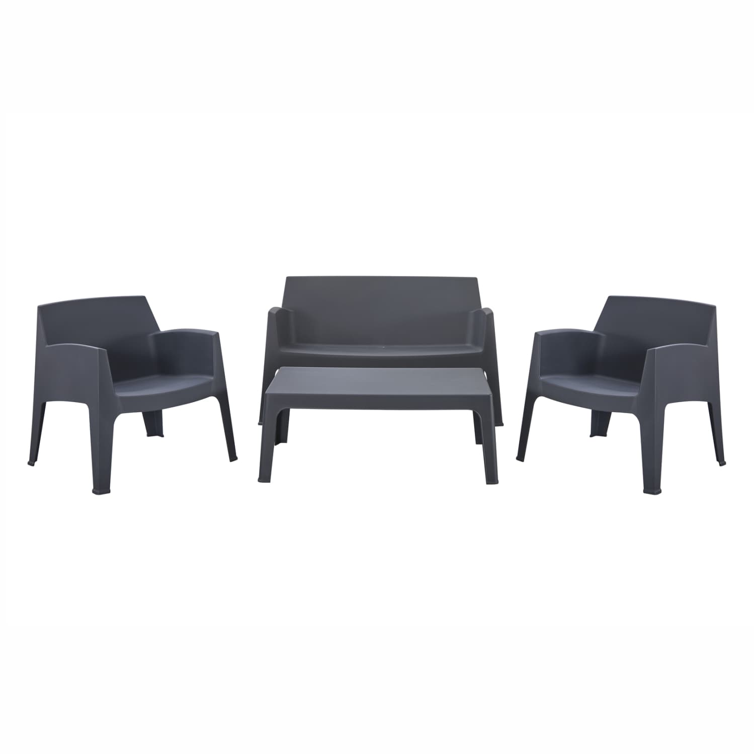 LOUNGE SET 4PCS SLEEK GREY POLYPROPYLENE