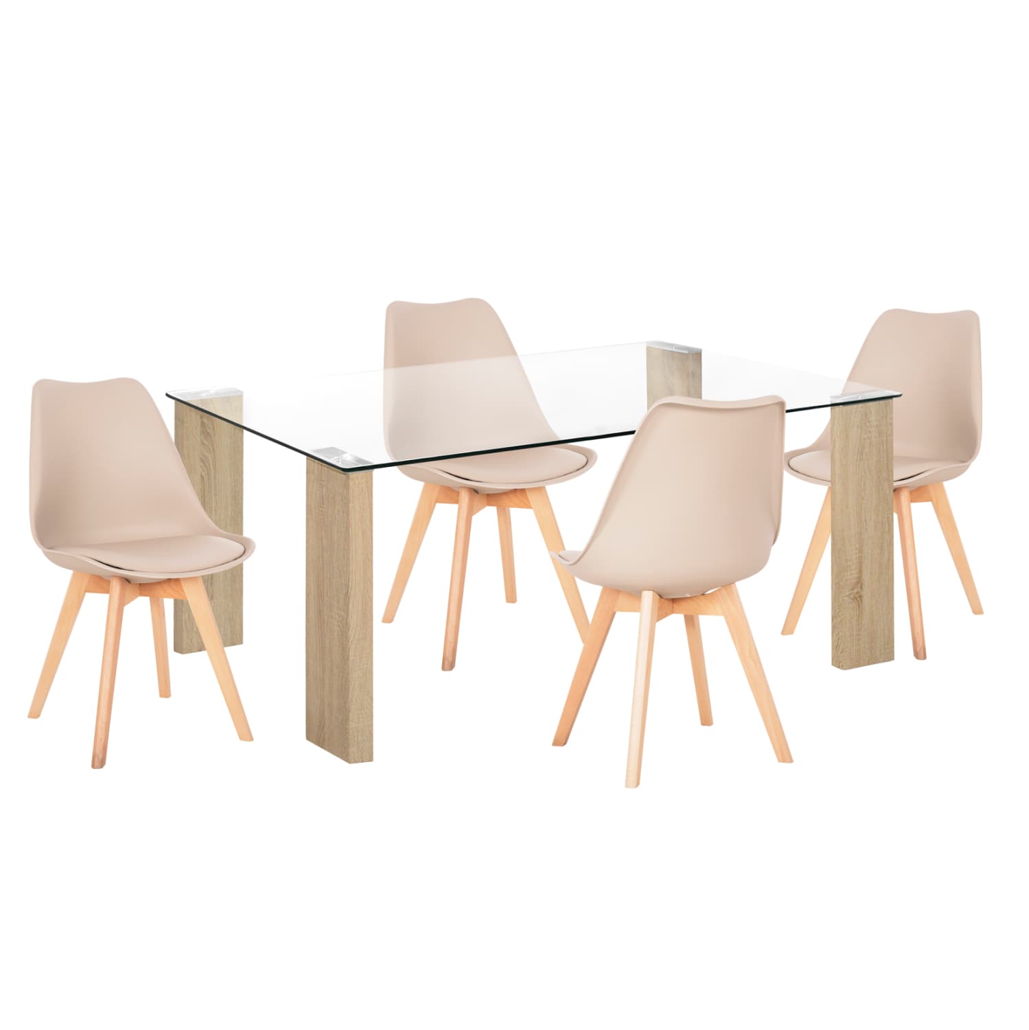 DINING SET 5PCS MORGAN DINING TABLE & 4 DINING CHAIRS - CAPPUCCINO