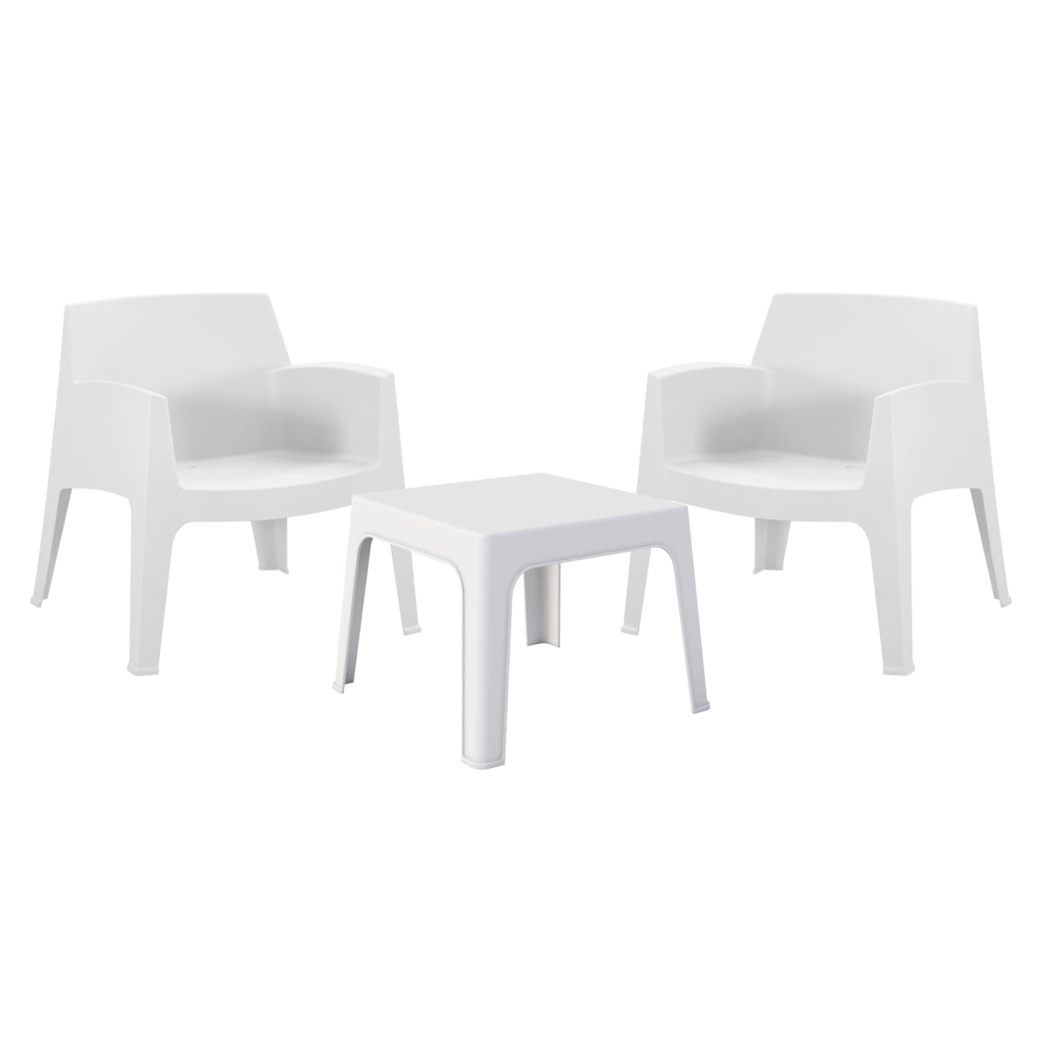 LOUNGE SET 3PCS SLEEK WHITE POLYPROPYLENE