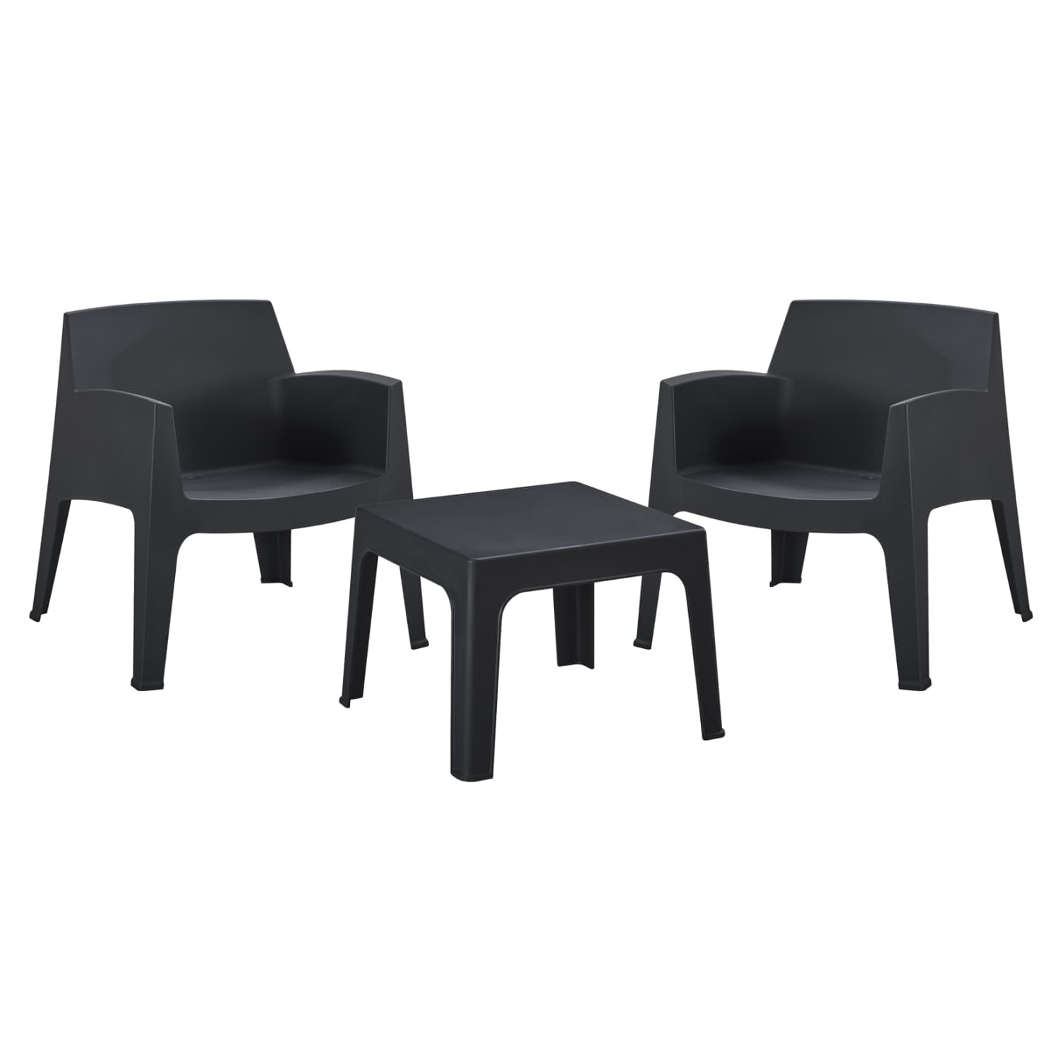 LOUNGE SET 3PCS SLEEK BLACK POLYPROPYLENE