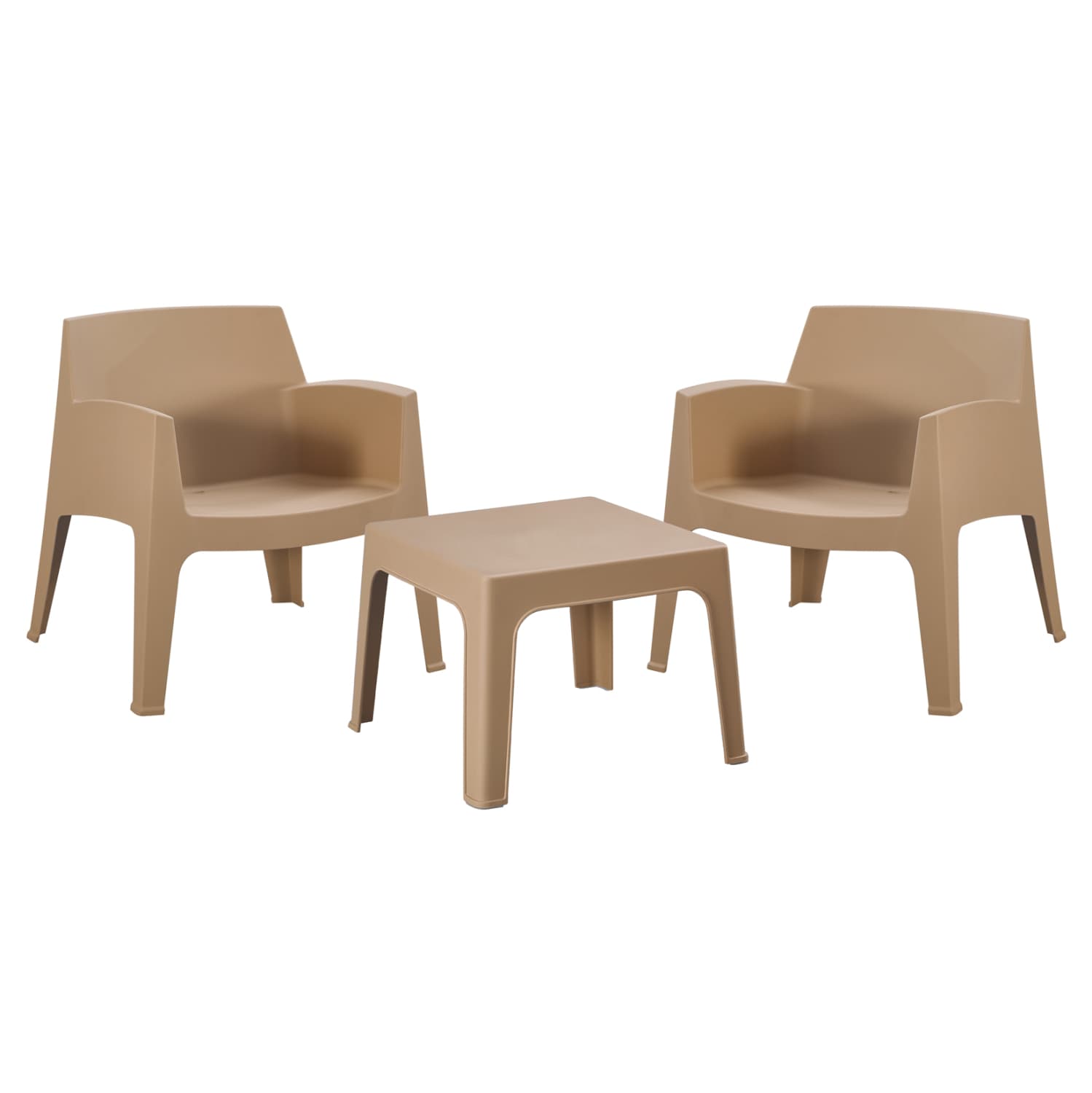 LOUNGE SET 3PCS SLEEK POLYPROPYLENE IN CAPPUCCINO COLOR