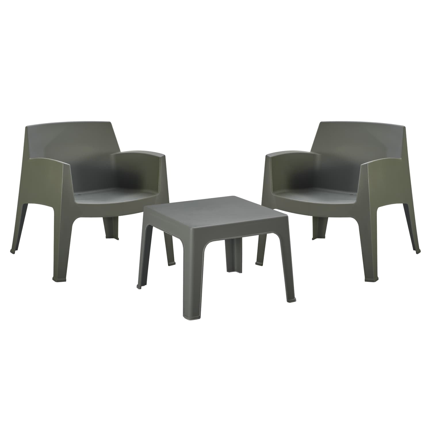 LOUNGE SET 3PCS SLEEK DARK OLIVE GREEN POLYPROPYLENE