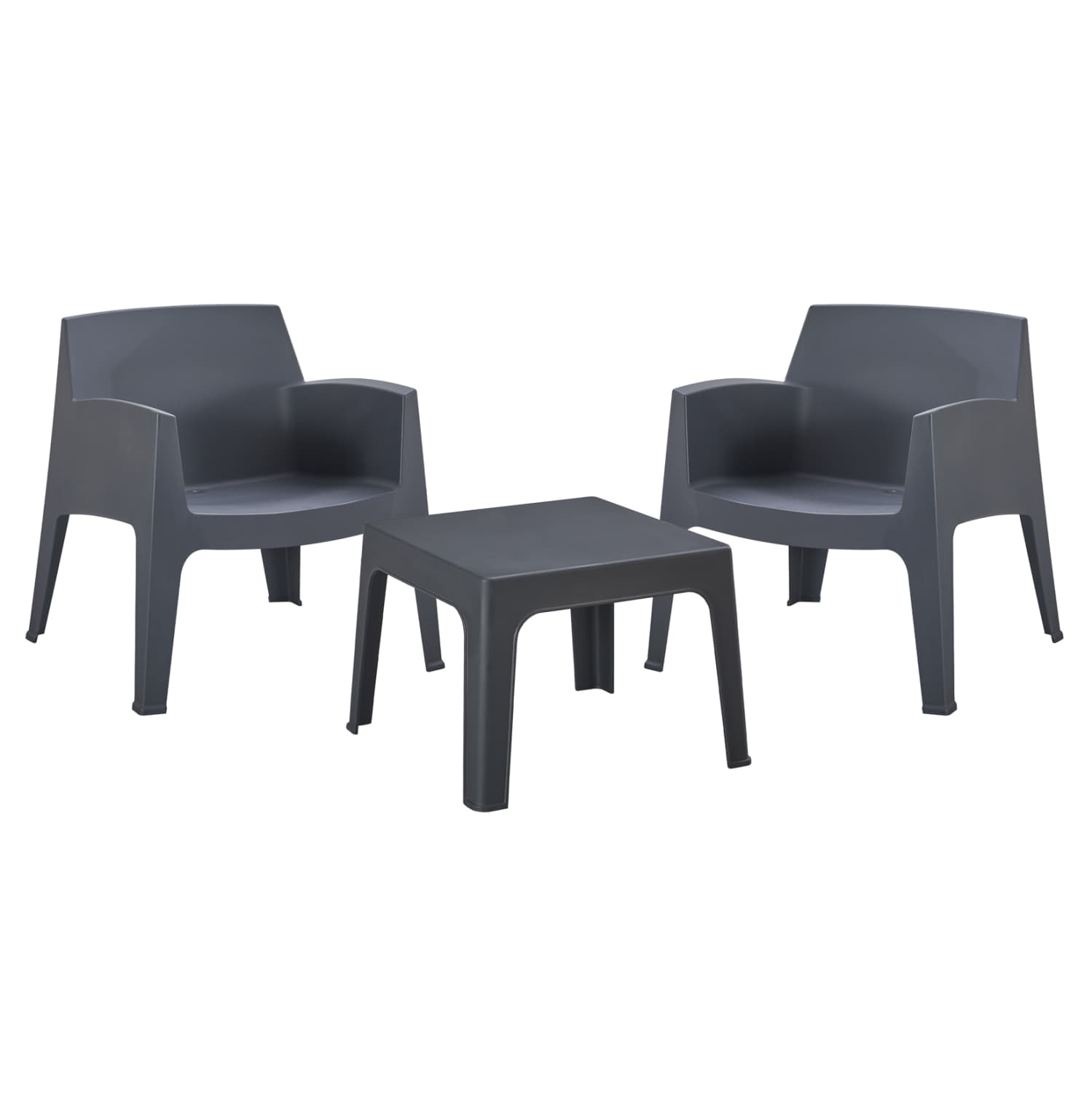 LOUNGE SET 3PCS SLEEK GREY POLYPROPYLENE