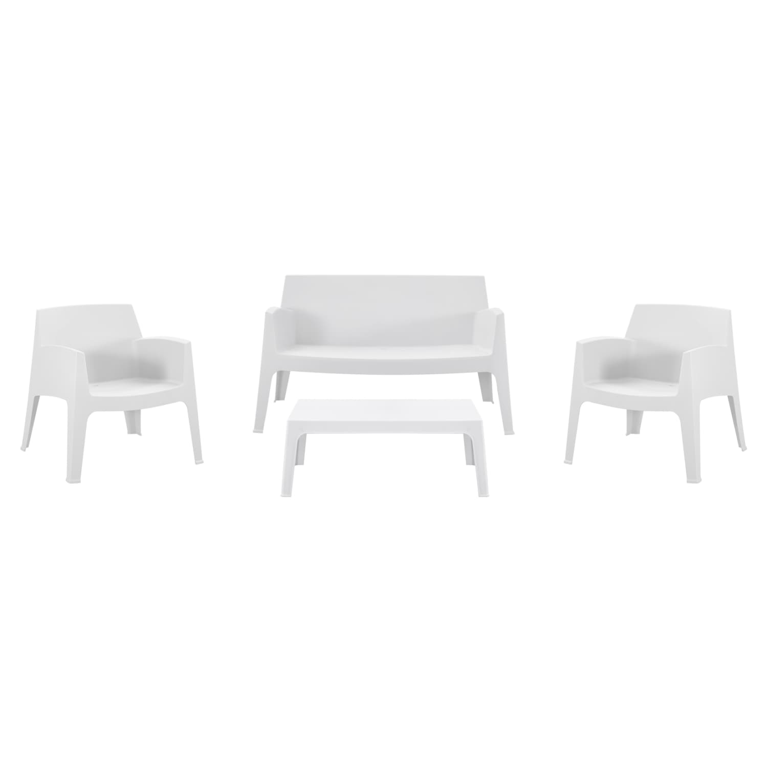 LOUNGE SET 4PCS SLEEK POLYPROPYLENE IN WHITE