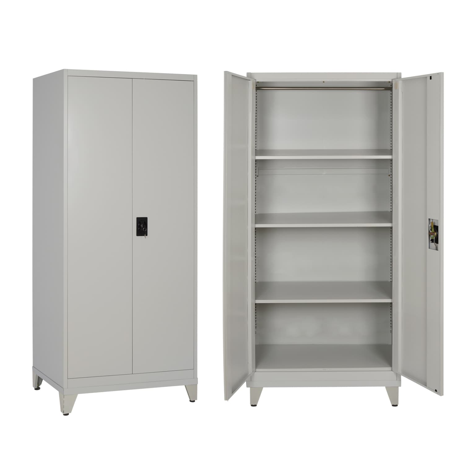 МЕТАЛЕН ГАРДЕРОБЕР СО 2 ВРАТИ HRONDA СО 3 ПОЛИЦИ-КЛУЧАЛКА И НОЗЕ 70x40x180Hcm.