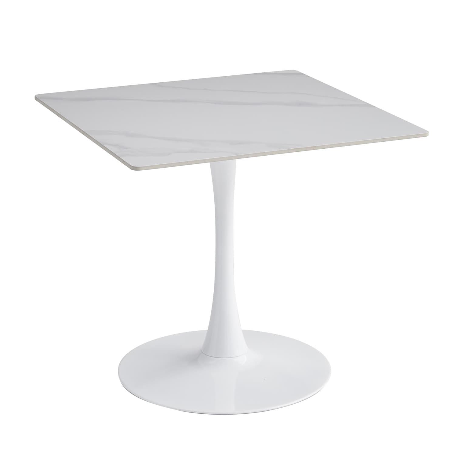 DINING TABLE TETRAN METAL IN WHITE--SINTERED STONE TOP IN SNOW WHITE COLOR 80x80x73Hcm