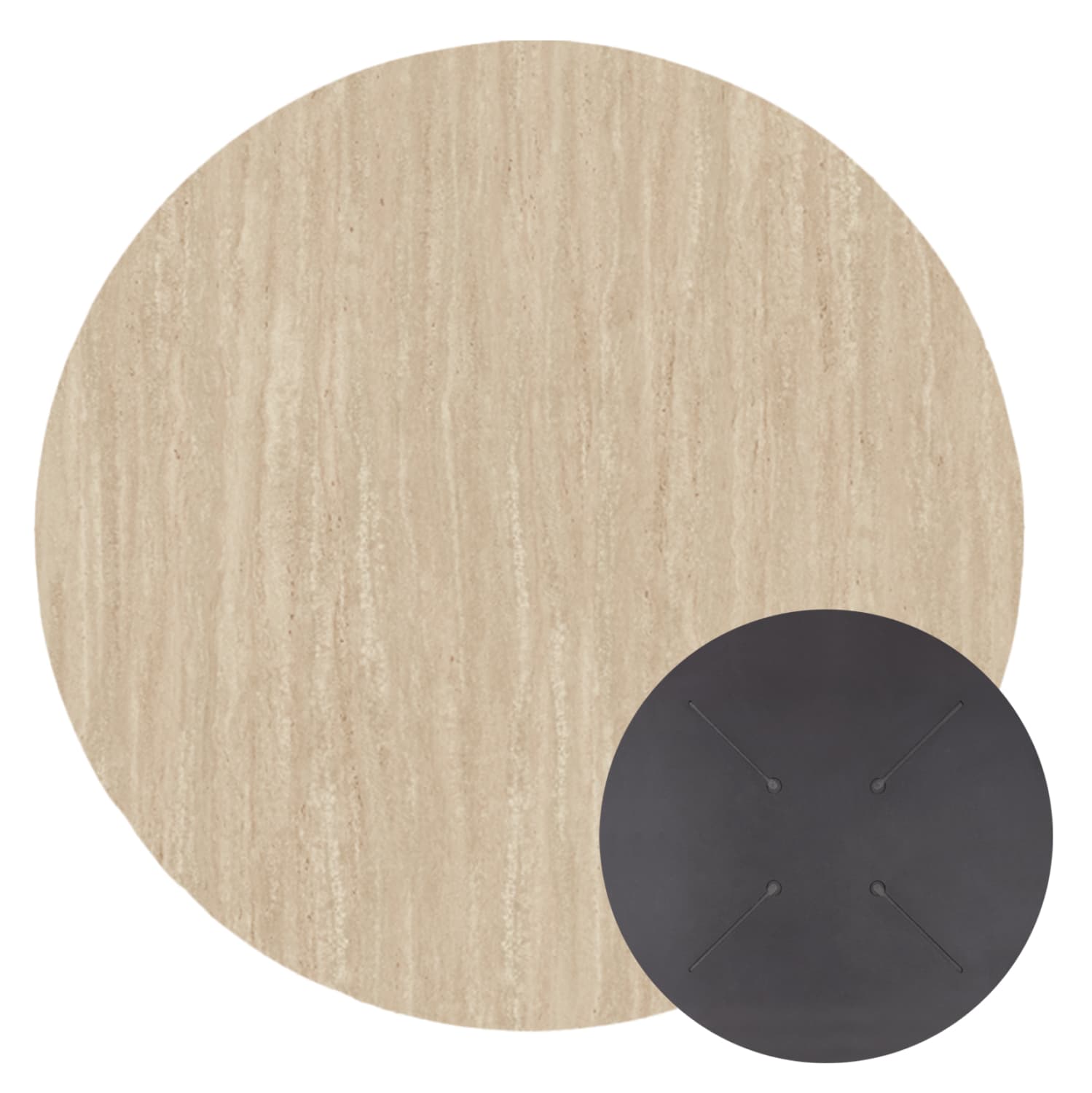 HPL TABLETOP ROUND IN TRAVERTINE STONE Φ70cm.