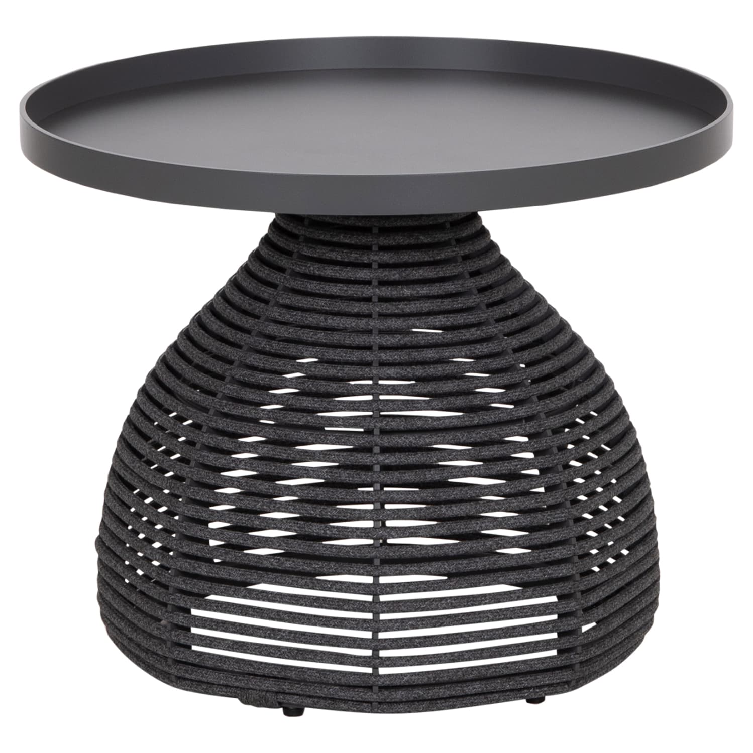 SIDE TABLE ROUND DRISCOLL GREY ALUMINUM & ROPE Φ55x44Hcm.