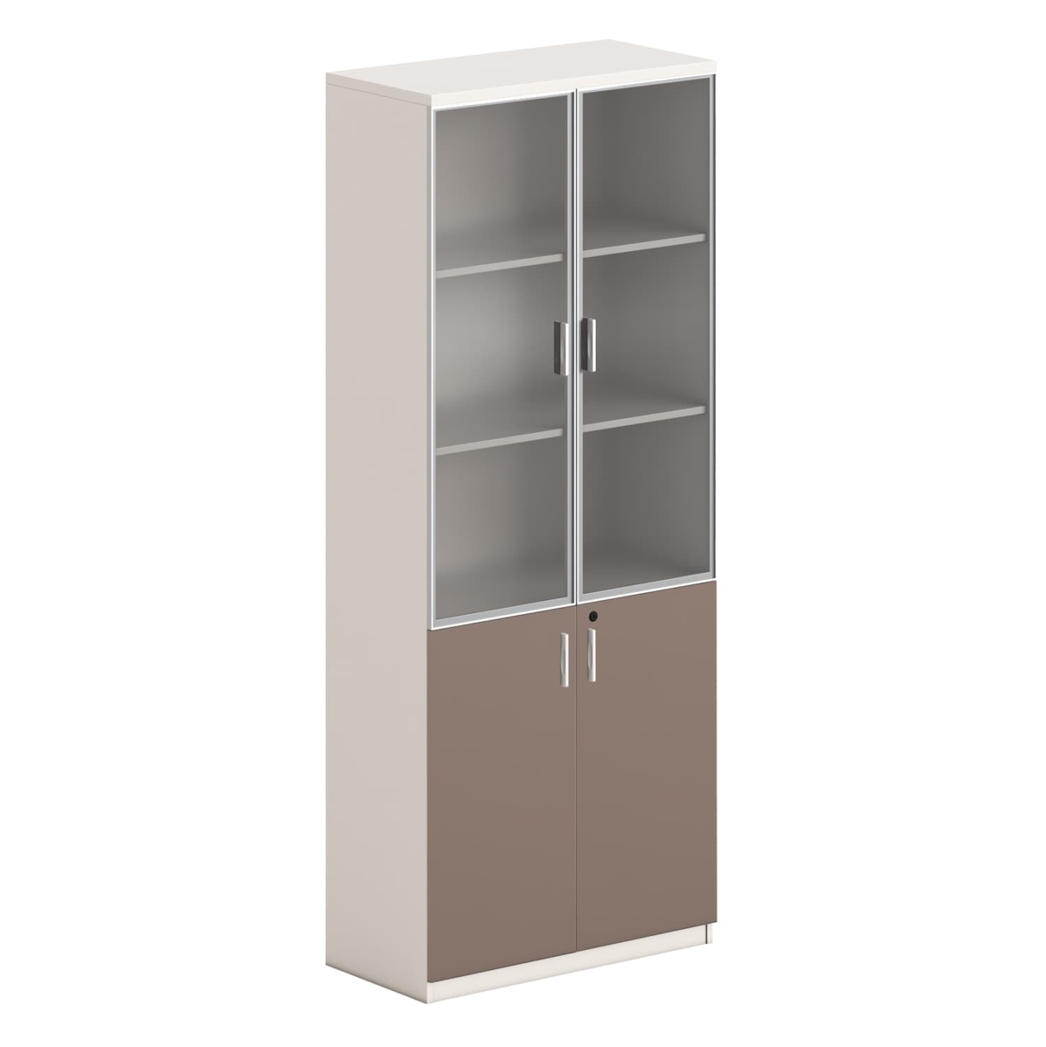 ПОЛИЦА ЗА КНИГИ NEWLINE МЕЛАМИН ВО БЕЛА И КАФЕАВА БОЈА--СТАКЛО 80x40x200Hcm.