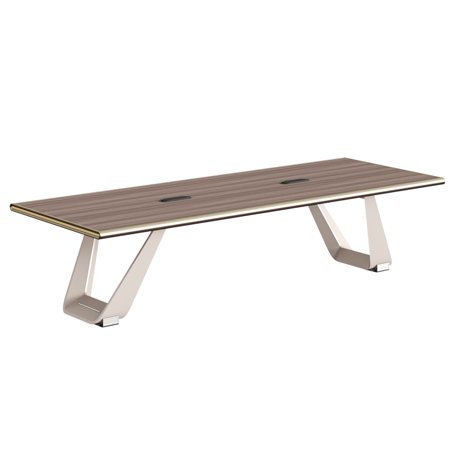 CONFERENCE TABLE SUPERON MELAMINE IN NATURAL WOOD COLOR--METAL LEGS IN BEIGE 320x120x76H