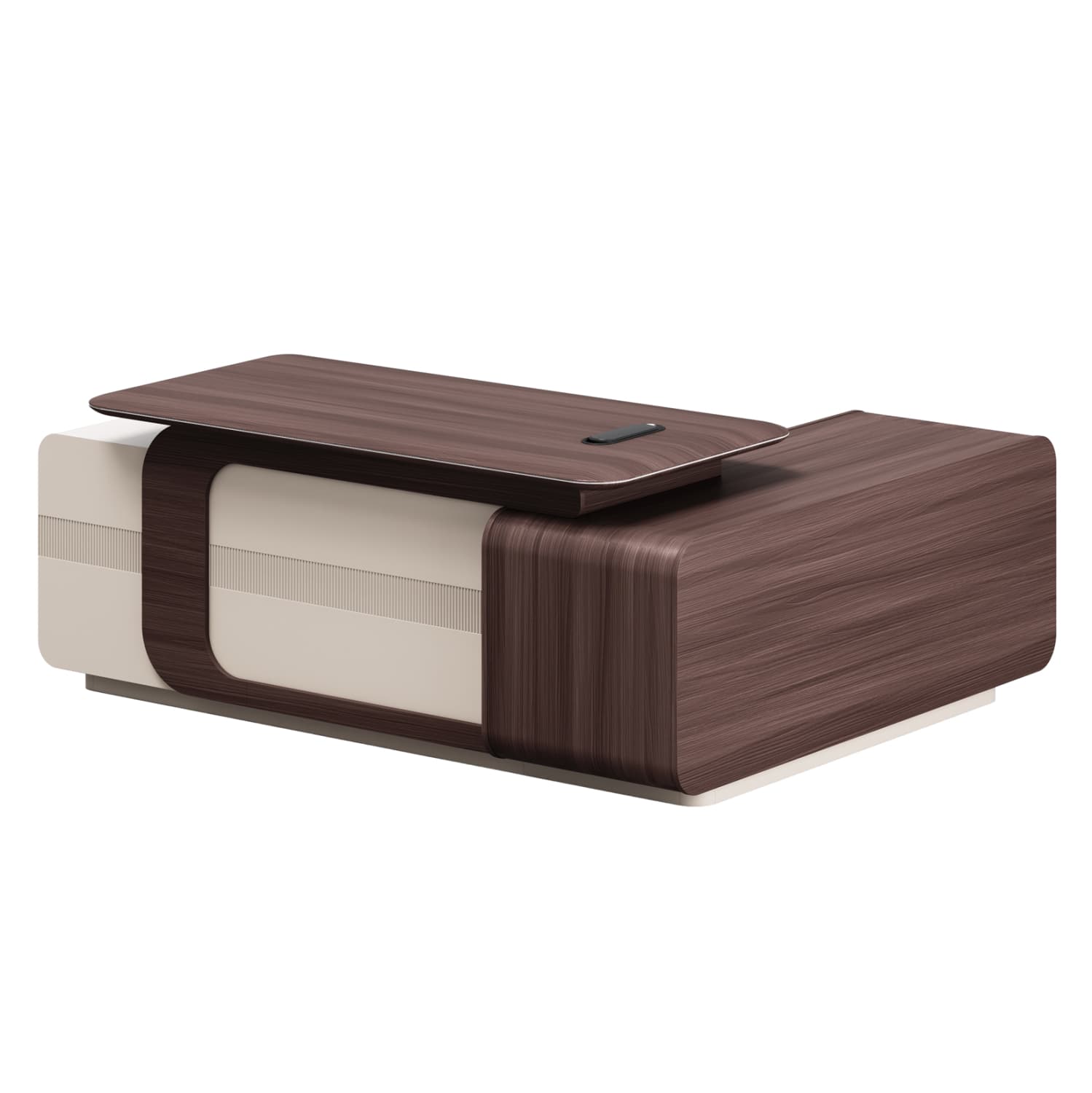 LEFT CORNER OFFICE DESK SERIES PRESIDENT MELAMINE IN WALNUT-BEIGE 200x160x76Hcm