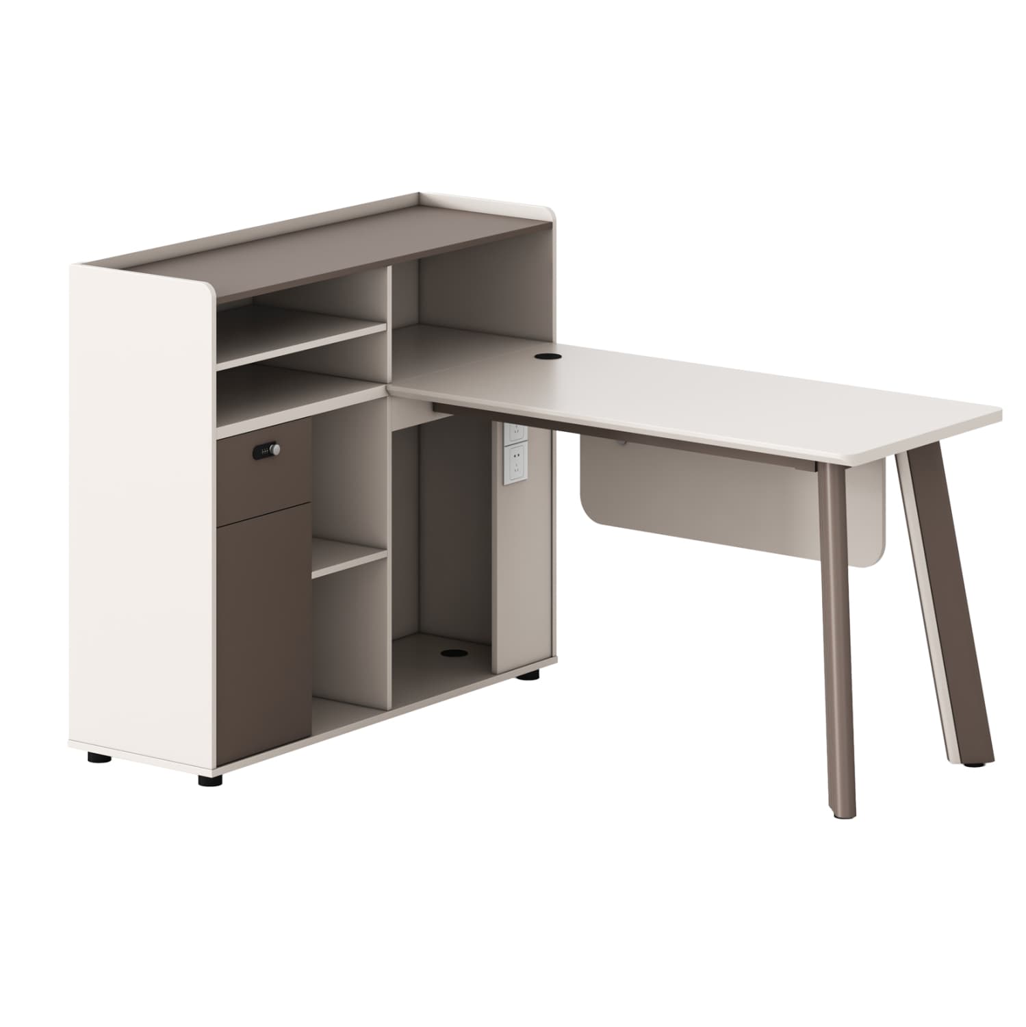 LEFT CORNER OFFICE DESK NEWLINE MELAMINE IN CREAM WHITE--ALUMINUM LEGS 160x120x105H