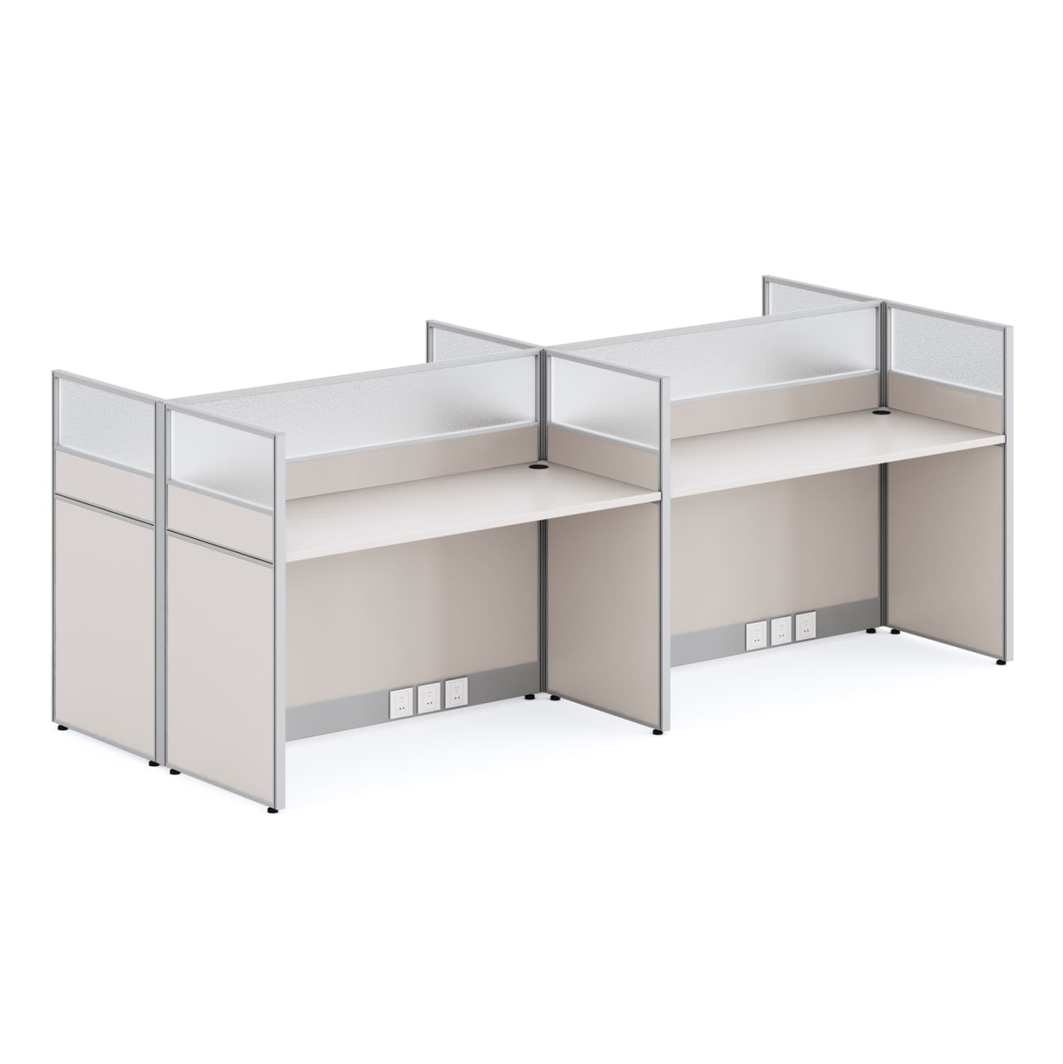 4-CUBICLE WORKSTATION NEWLINE MELAMINE IN CREAM WHITE 249x123x110Hcm.