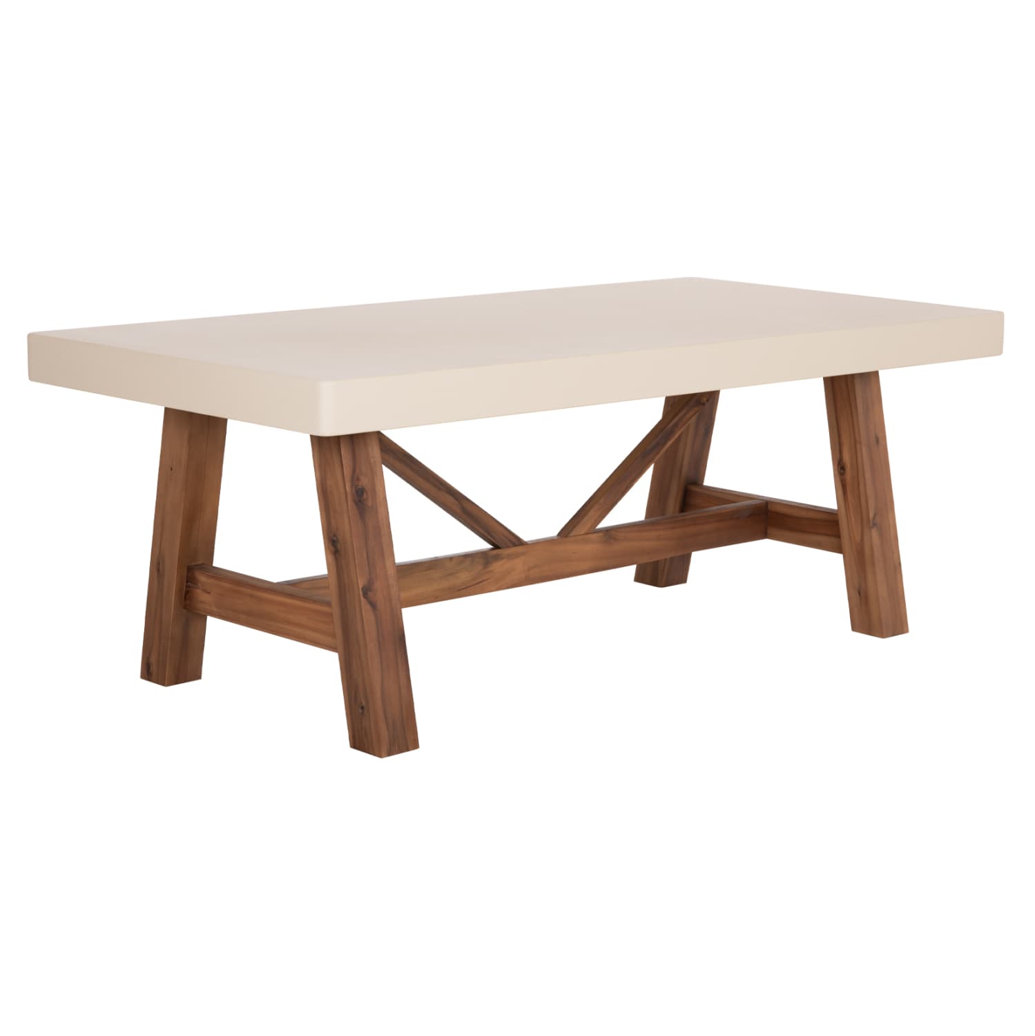 DINING TABLE MAEVE BEIGE FIBER CEMENT TOP--ACACIA WOOD LEGS 200x100x75Hcm