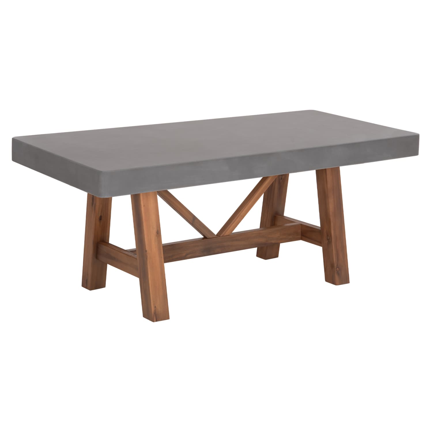 DINING TABLE MAEVE GREY FIBER CEMENT TOP--ACACIA WOOD LEGS 160x90x75Hcm.