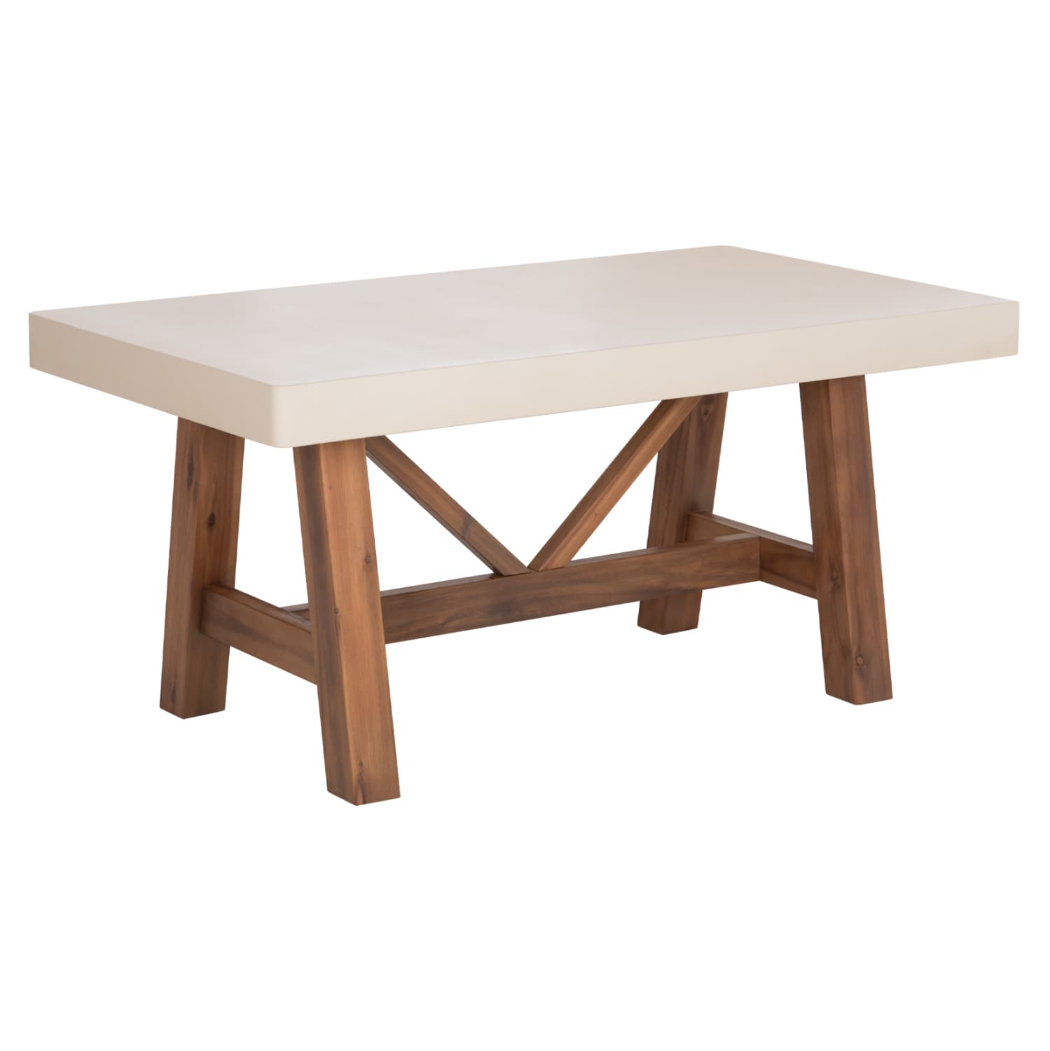 DINING TABLE MAEVE BEIGE FIBER CEMENT TOP--ACACIA WOOD LEGS 160x90x75Hcm.