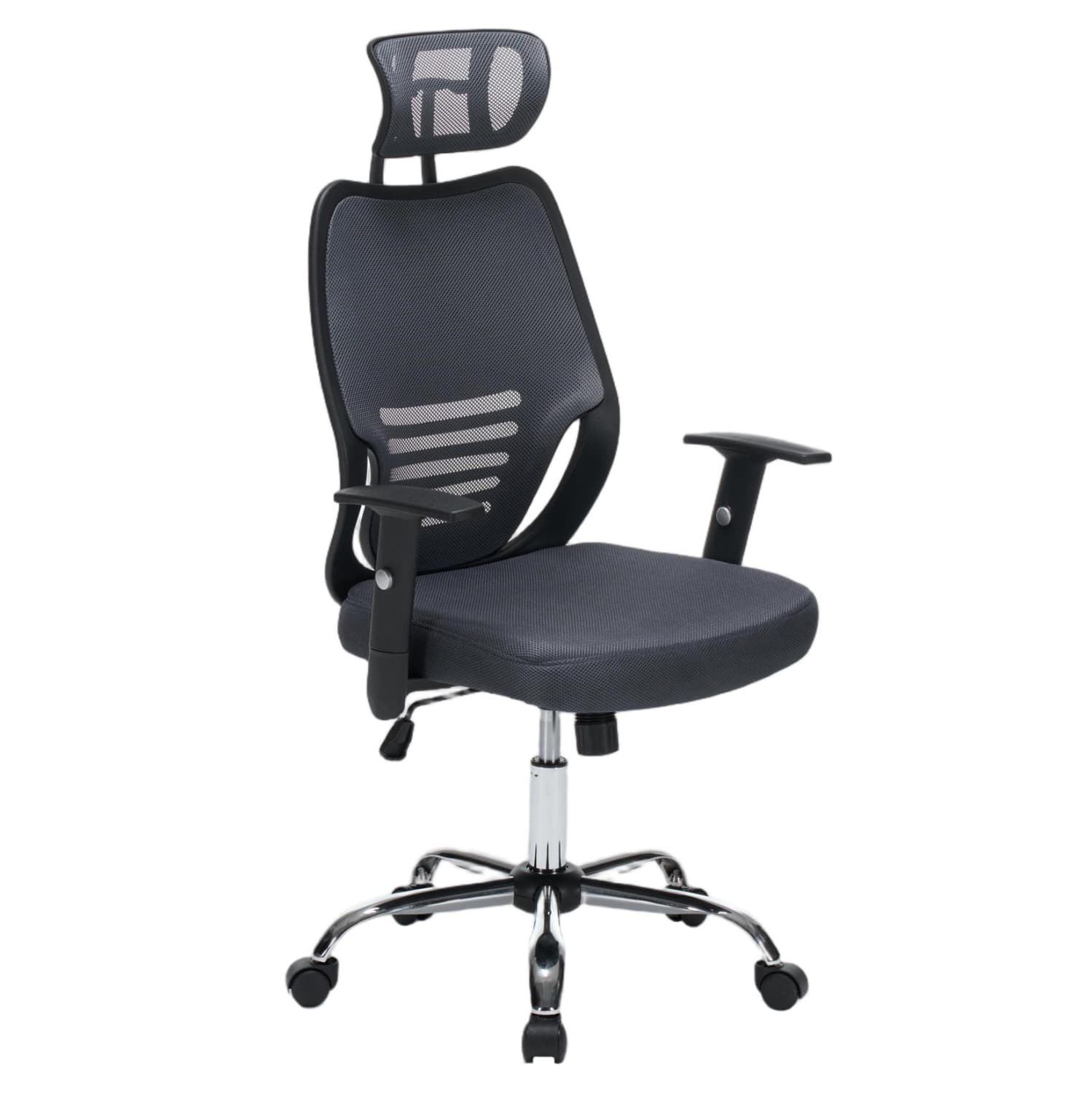 КАНЦЕЛАРИСКИ СТОЛ BRIEF ОД СИВА МРЕЖЕСТА ТКАЕНИНА--ХРОМИРАНА ОСНОВА 63x64x122Hcm.
