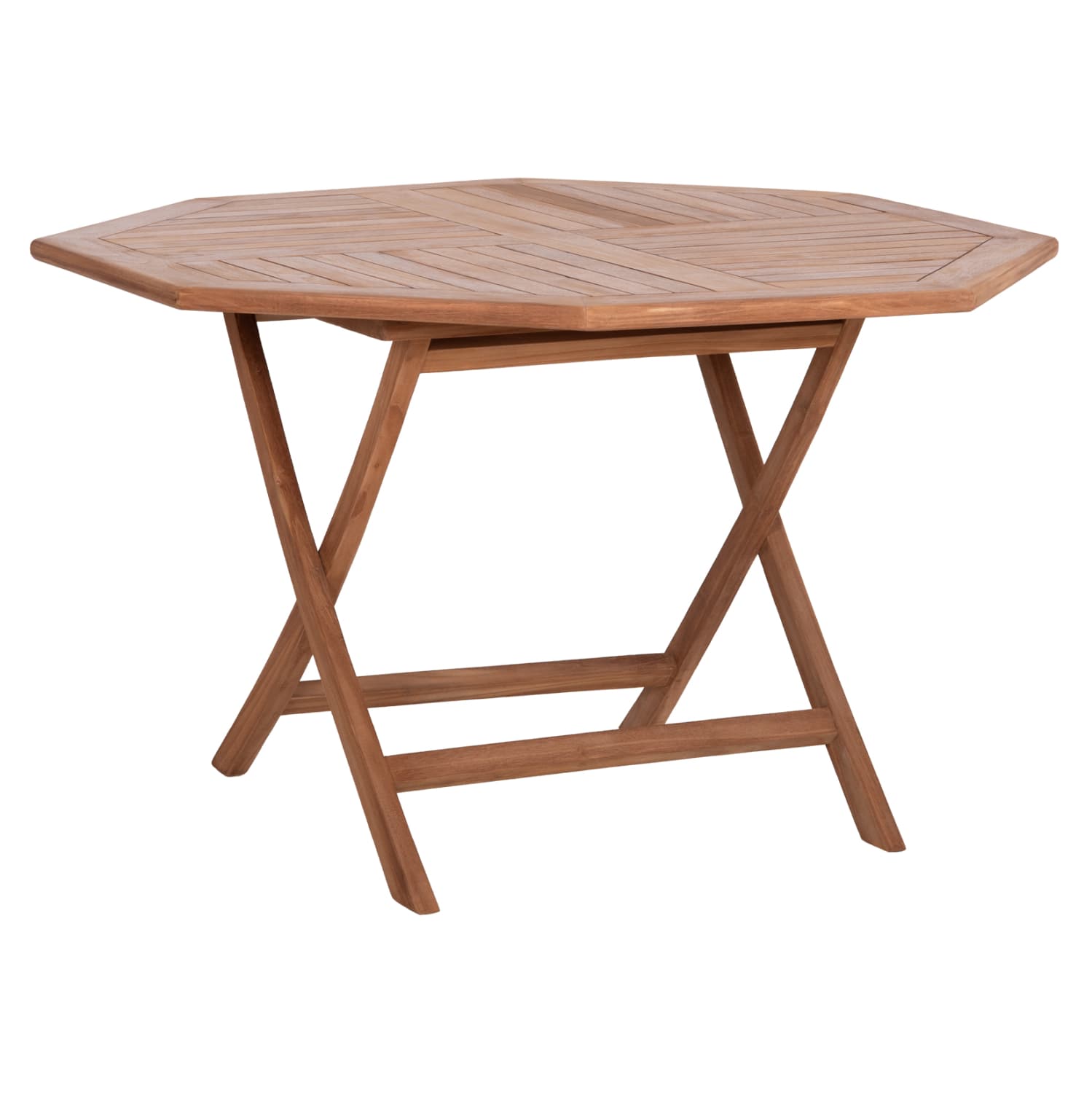 OUTDOOR FOLDABLE POLYGON DINING TABLE KARLIN TEAK WOOD-NATURAL COLOR 120x120x75Hcm