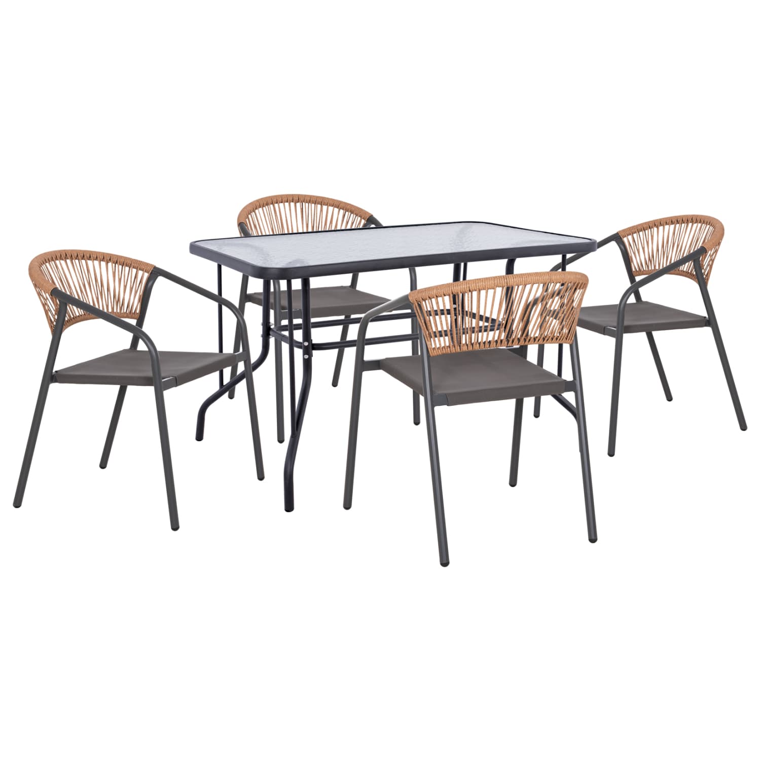OUTDOOR DINING SET 5PCS ADAM METAL CHAIRS & TABLE 110x60cm GREY