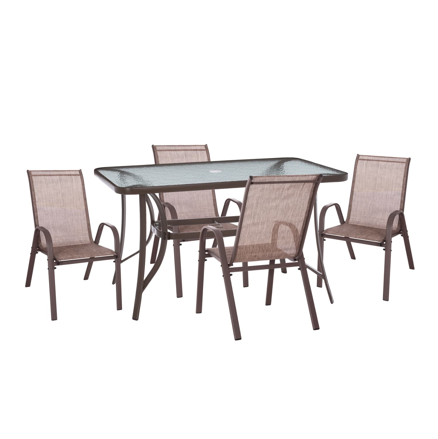 OUTDOOR DINING SET 5PCS BRAVO 4 CHAIRS & TABLE 120x70cm BROWN
