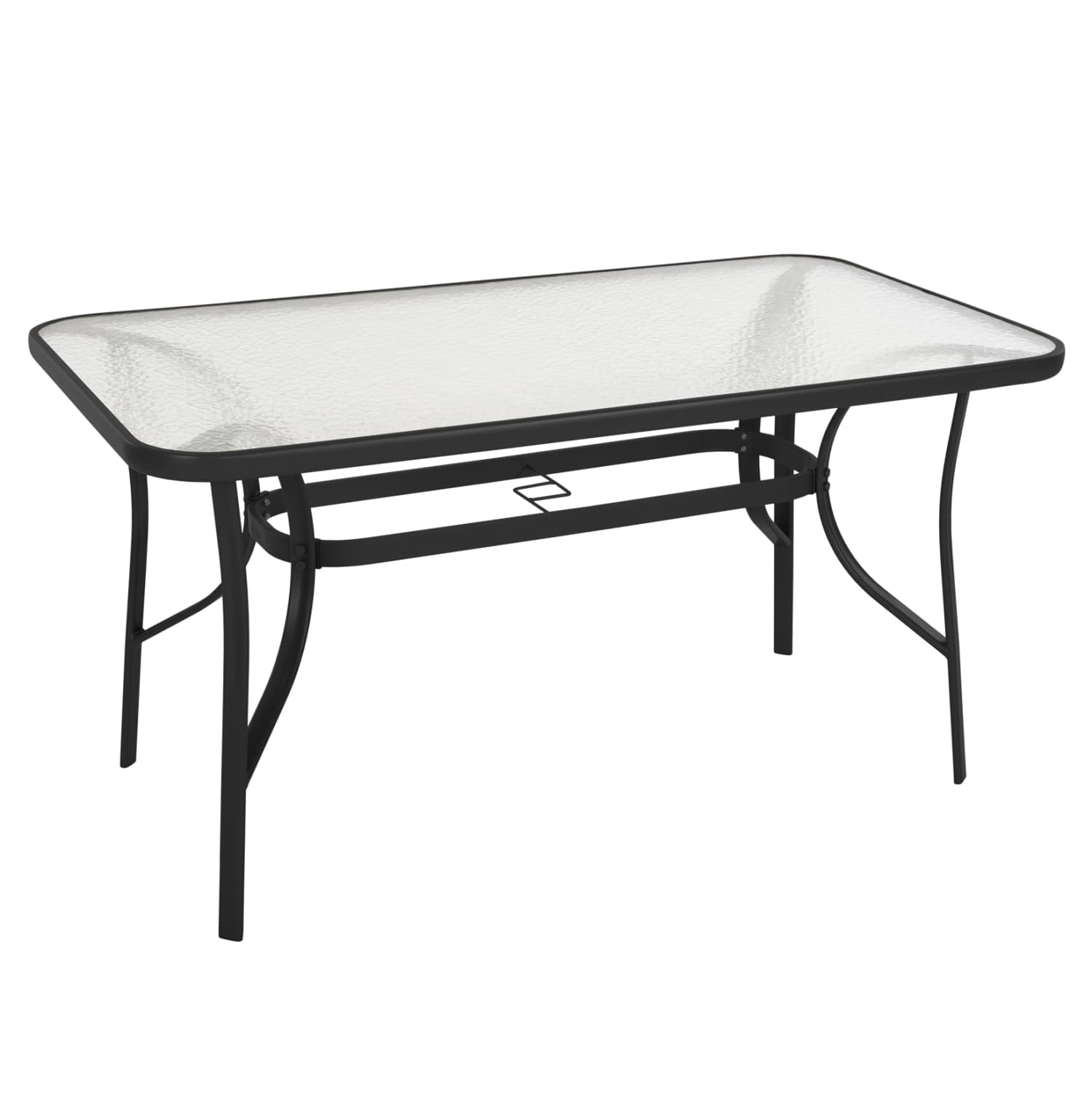 TABLE BRUNO METALLIC IN BLACK WITH TEMPERED GLASS TABLETOP 140Χ80Χ72Hcm.