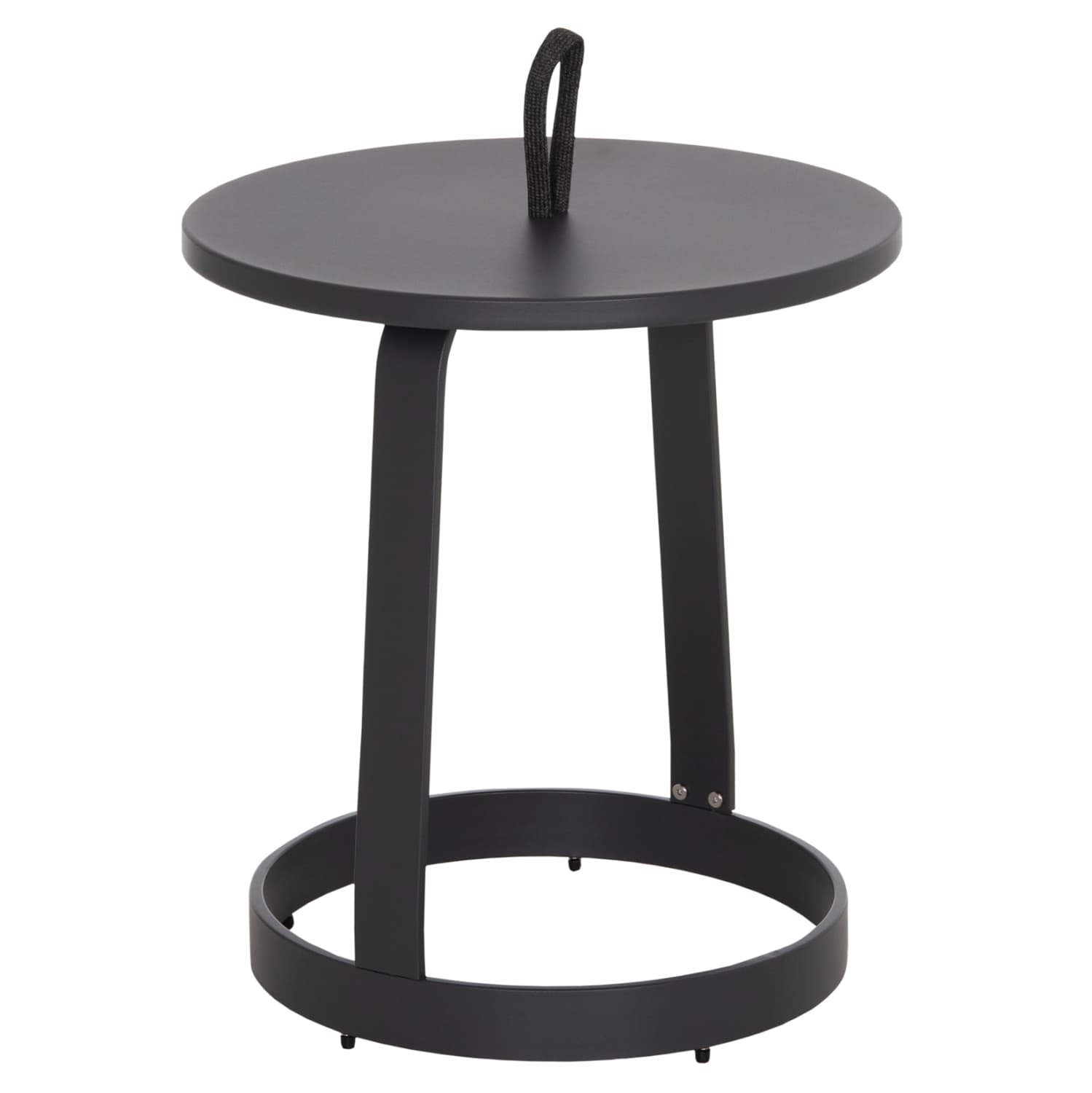 OUTDOOR SIDE TABLE MINO ALUMINUM & ROPE IN GREY Φ47x53Hcm.