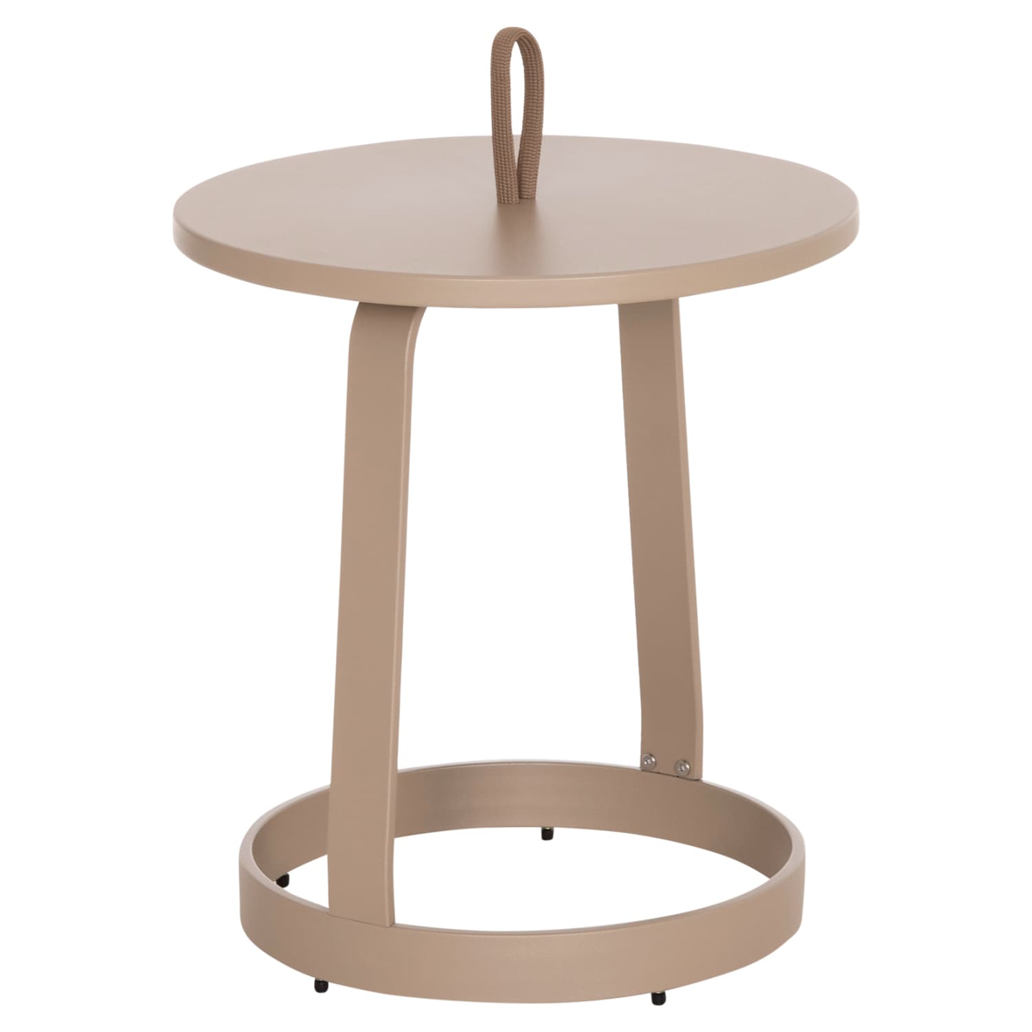 OUTDOOR SIDE TABLE MINO ALUMINUM & ROPE IN CAPPUCCINO Φ47x53Hcm.
