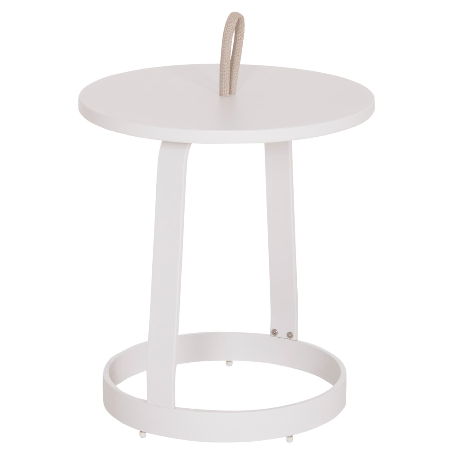 OUTDOOR SIDE TABLE MINO ALUMINUM WHITE & ROPE BEIGE Φ47x53Hcm.