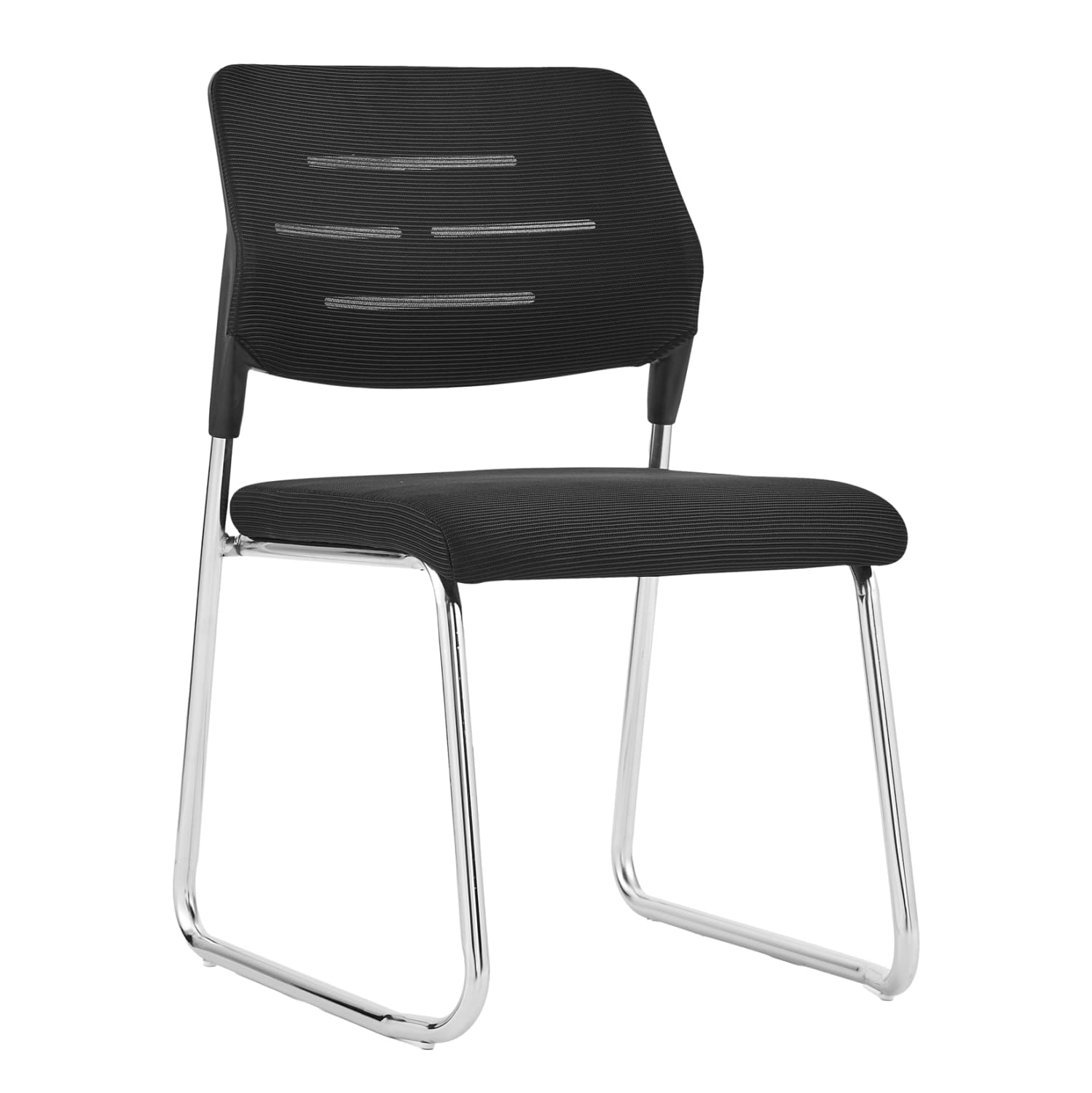 СТОЛ ЗА ПОСЕТИТЕЛИ TRABBEL СО ЦРНА МРЕЖЕСТА ТКАЕНИНА И МЕТАЛНИ НОЗЕ 48x50x82Hcm.
