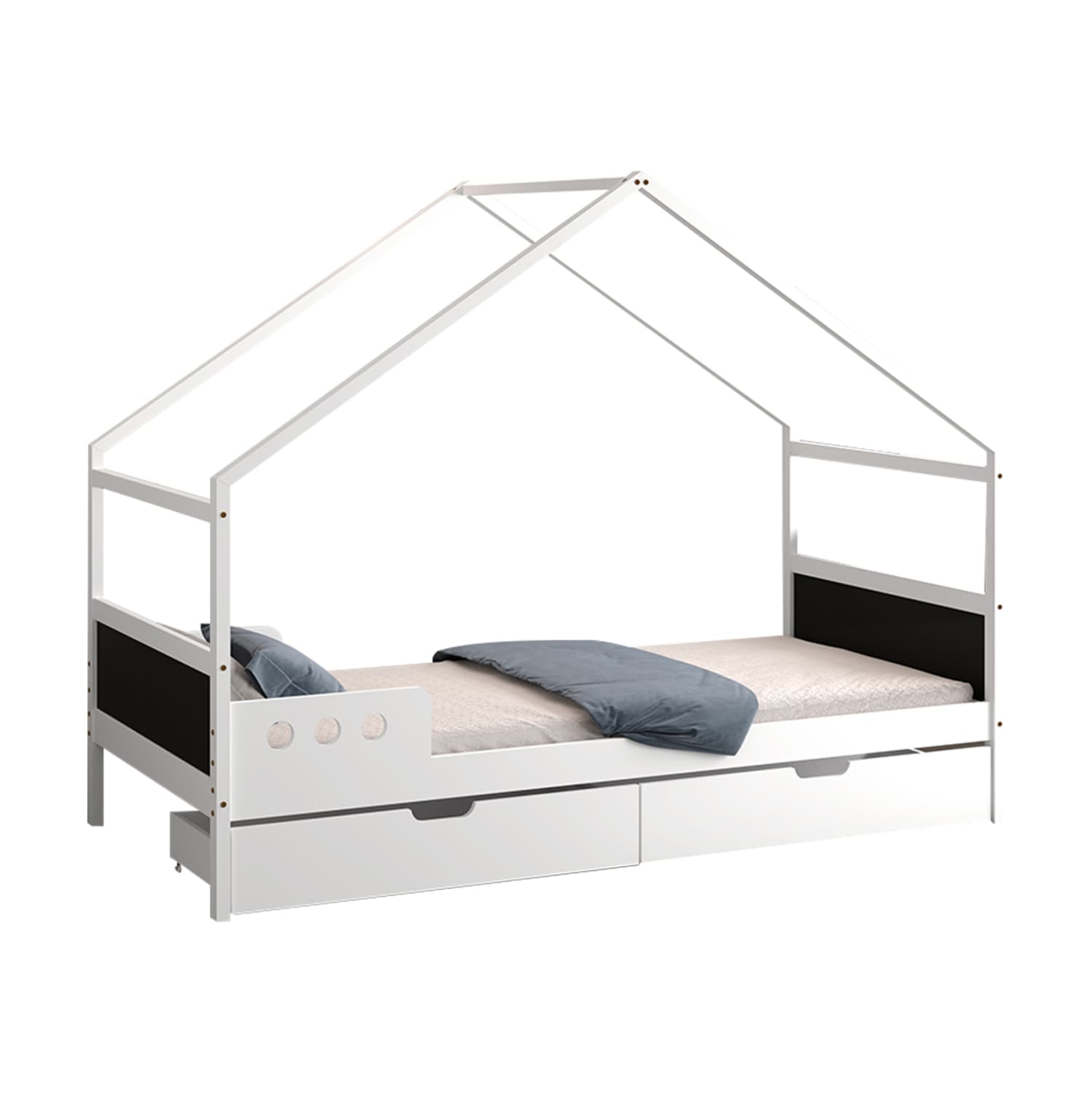 ДЕТСКИ КРЕВЕТ СО ФИОКИ t.MONTESSORI--ОД БОРОВО ДРВО ВО БЕЛА БОЈА ЗА ДУШЕК 190x90cm