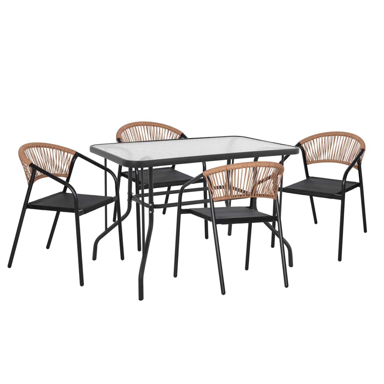 OUTDOOR DINING SET 5PCS ADAM METAL CHAIRS & TABLE 110x60cm BLACK