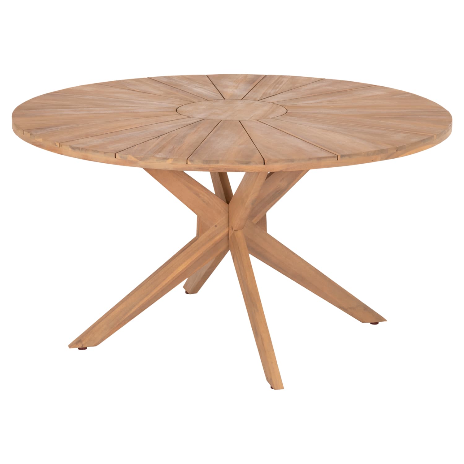 DINING TABLE ROUND CORTΕΝ ACACIA WOOD IN NATURAL COLOR Φ140x76Hcm.