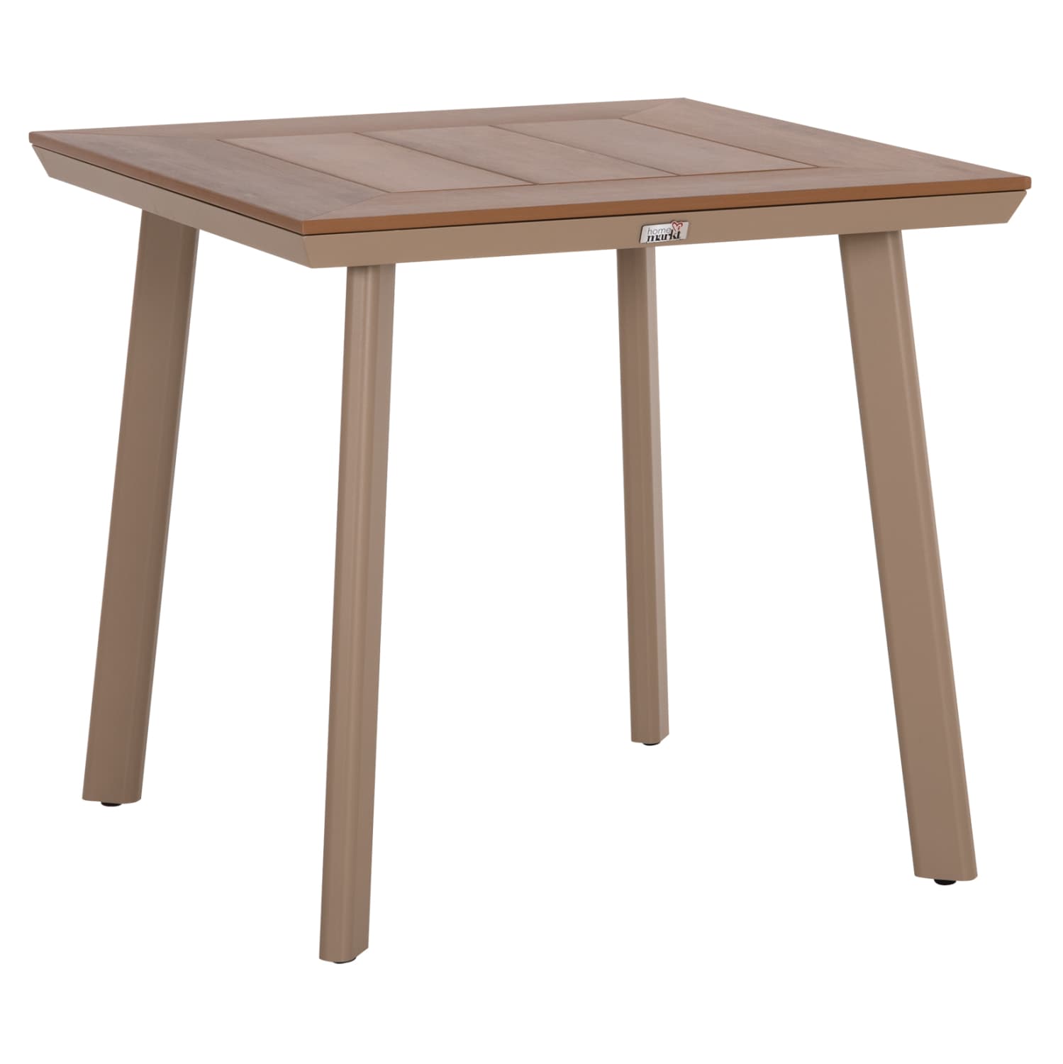 Квадратна алуминиумска трпезариска маса TABER КАПУЧИНО со површина од Polywood 80x80x73Hcm.