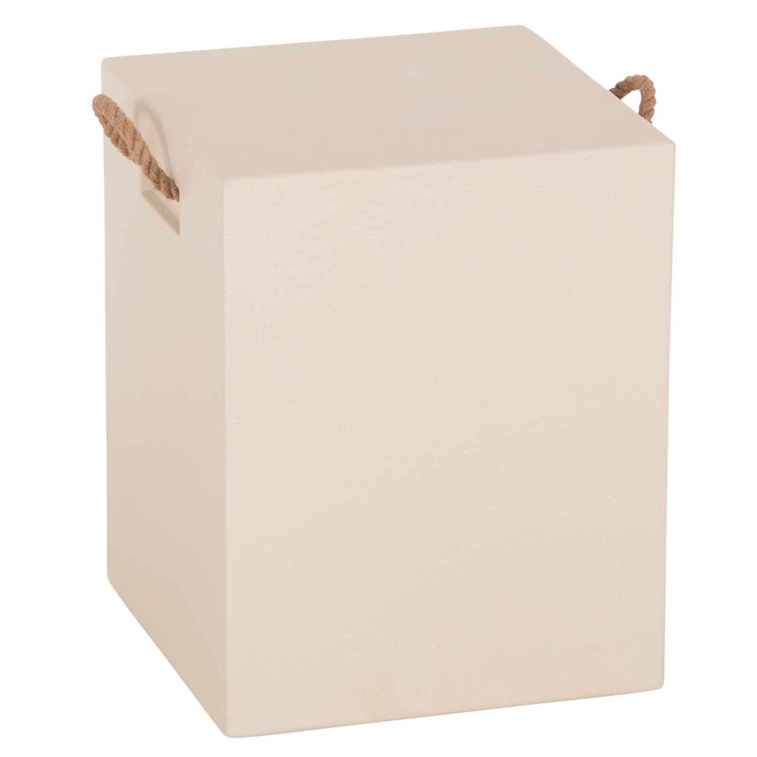 SQUARE STOOL WITH ROPE HANDLES ZAK FIBER CEMENT IN BEIGE 36x36x45.5Hcm.