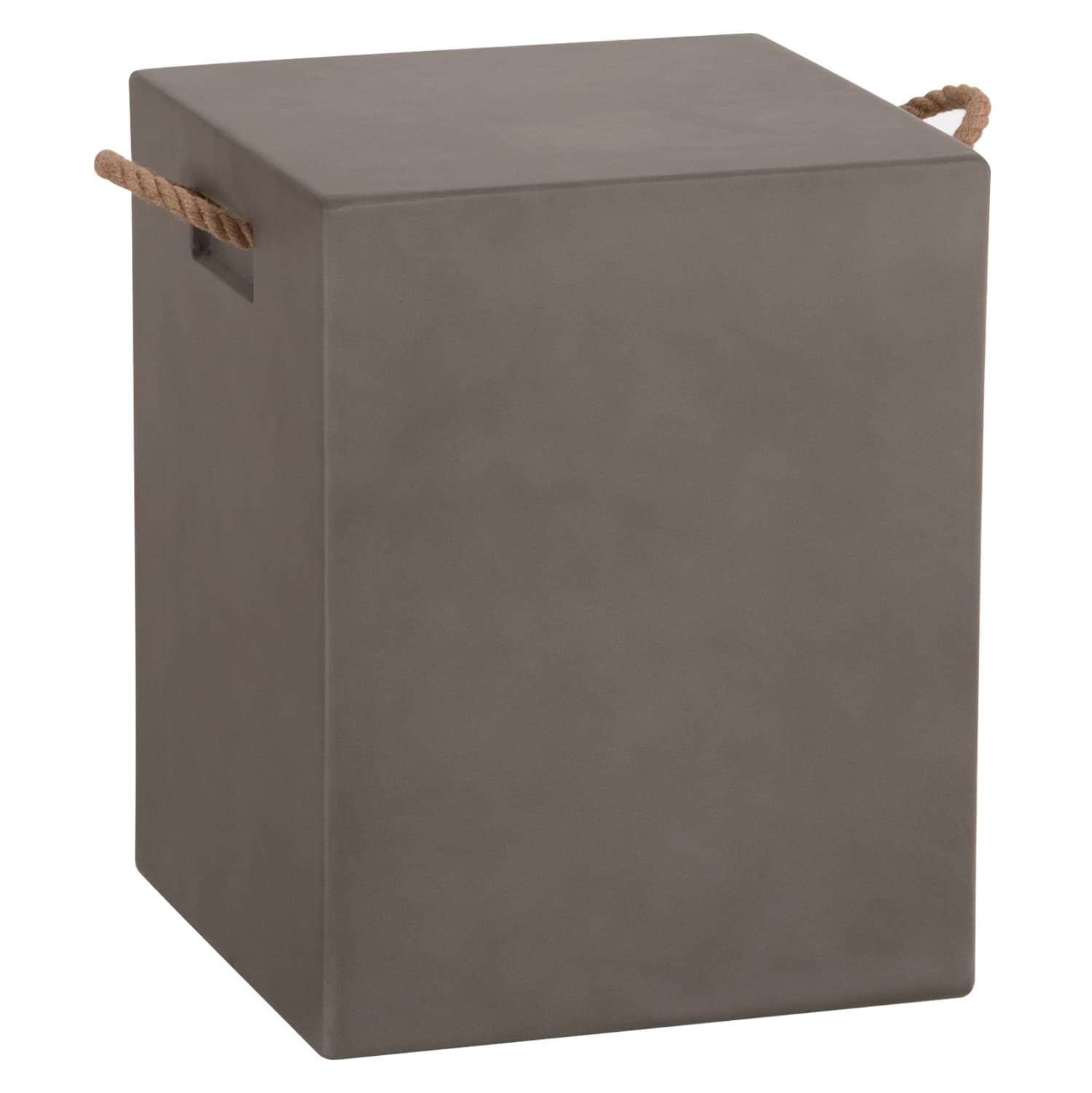 SQUARE STOOL WITH ROPE HANDLES ZAK FIBER CEMENT IN GREY 36x36x45.5Hcm.