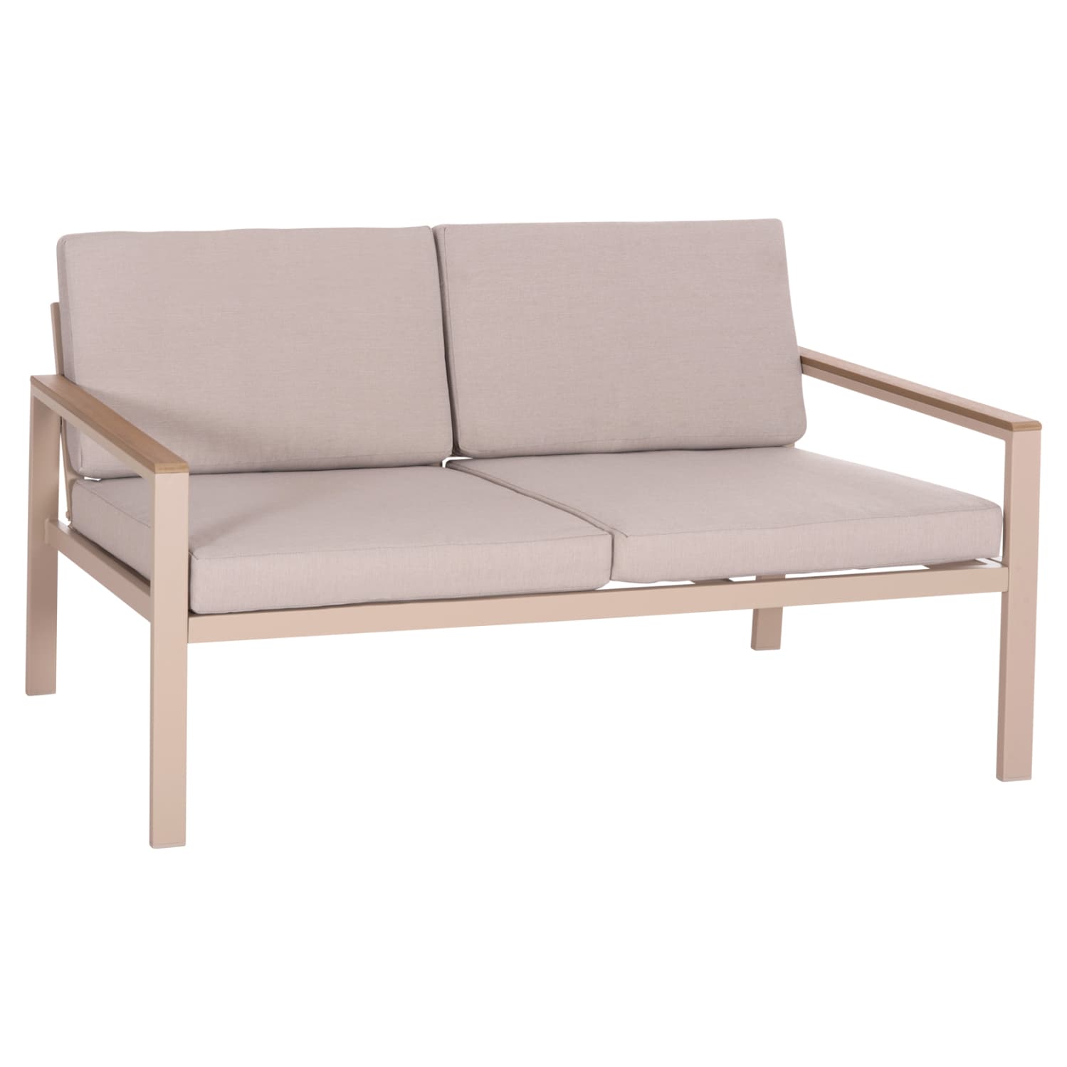 OUTDOOR 2-SEATER SOFA SAFIN ALUMINUM & CUSHIONS IN CAPPUCCINO 140x70x77Hcm.