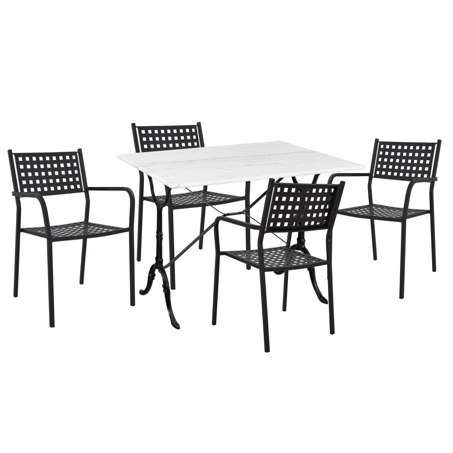 OUTDOOR DINING SET 5PCS ZETA METAL-MARBLE-CAST IRON