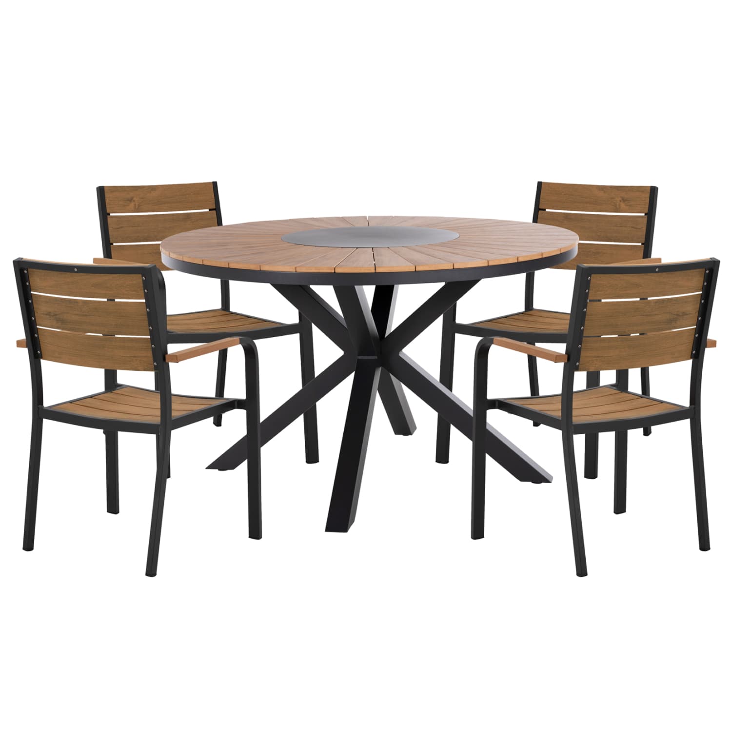 OUTDOOR DINING SET 5PCS MORIL ALUMINUM IN ANTHRACITE--POLYWOOD