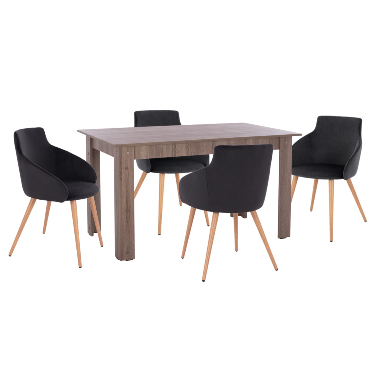 DINING SET 5PCS KELVIN MELAMINE IN SONAMA OAK--BLACK VELVET