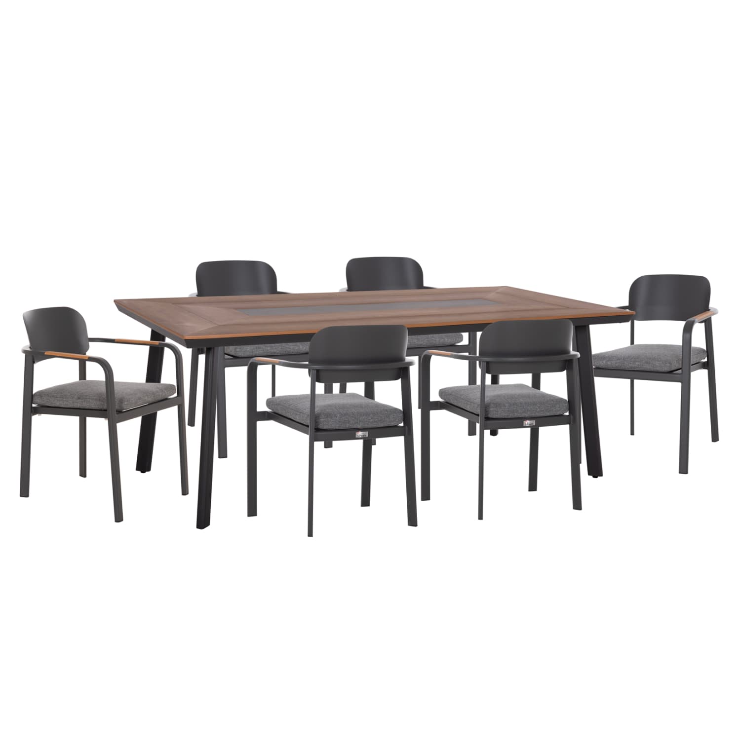 OUTDOOR DINING SET 7PCS ELARA ALUMINUM IN GREY--POLYWOOD