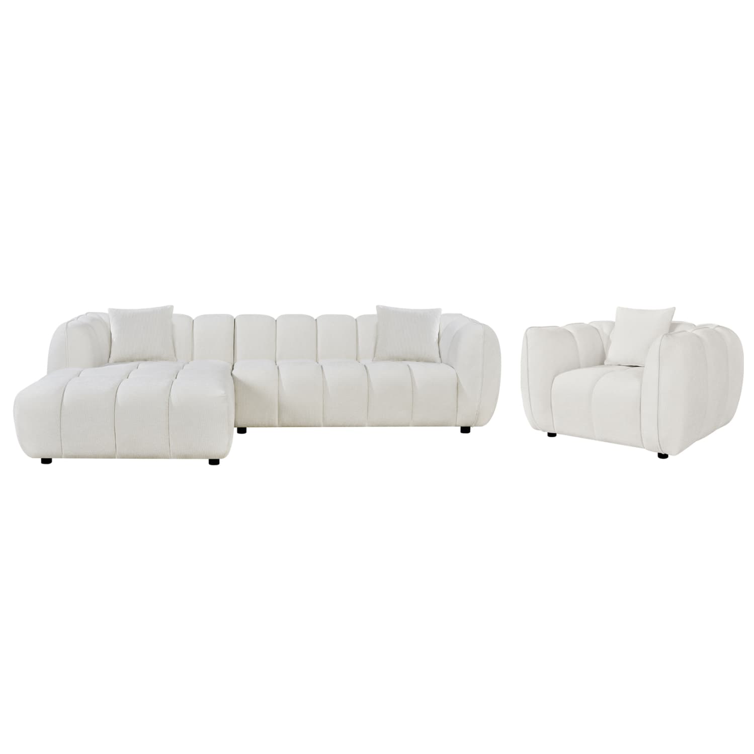 SET CORNER SOFA (LEFT)-ARMCHAIR LOUNGE LYKKE ECRU FABRIC